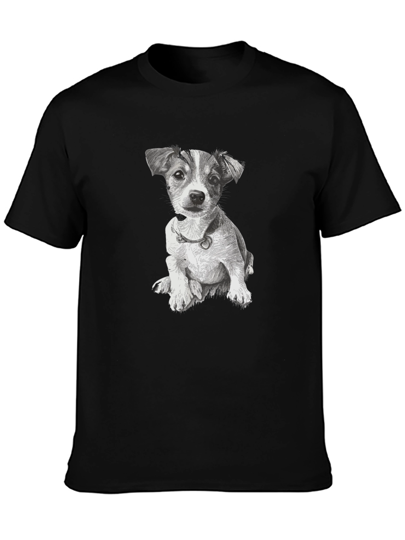 Black Cute Dog Graphic Black T-Shirt view 3