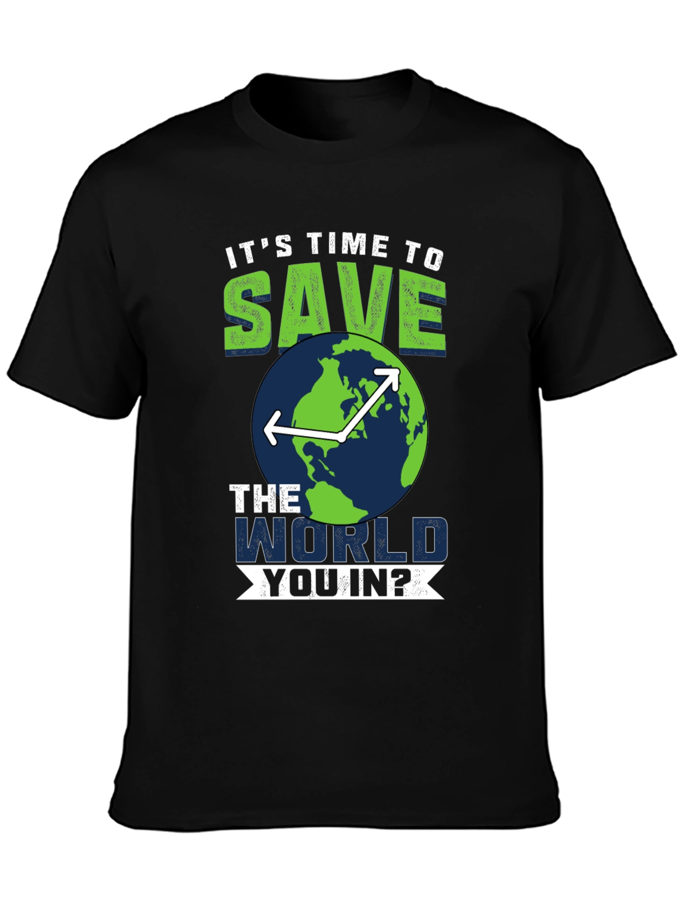 Black Save the World T-Shirt - Environmentally Conscious Tee view 3