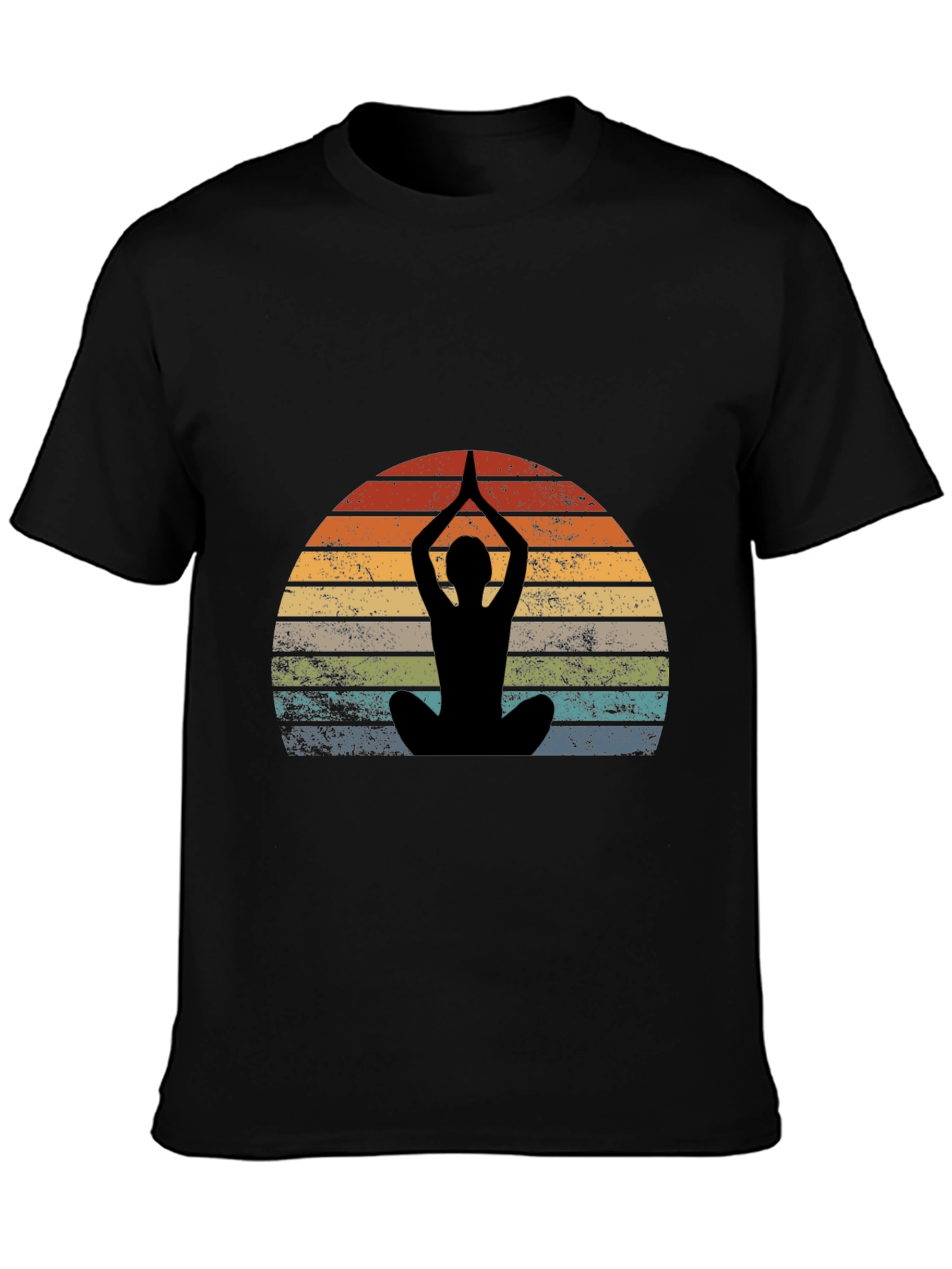 Black Yoga Silhouette Sunset Graphic Tee view 3