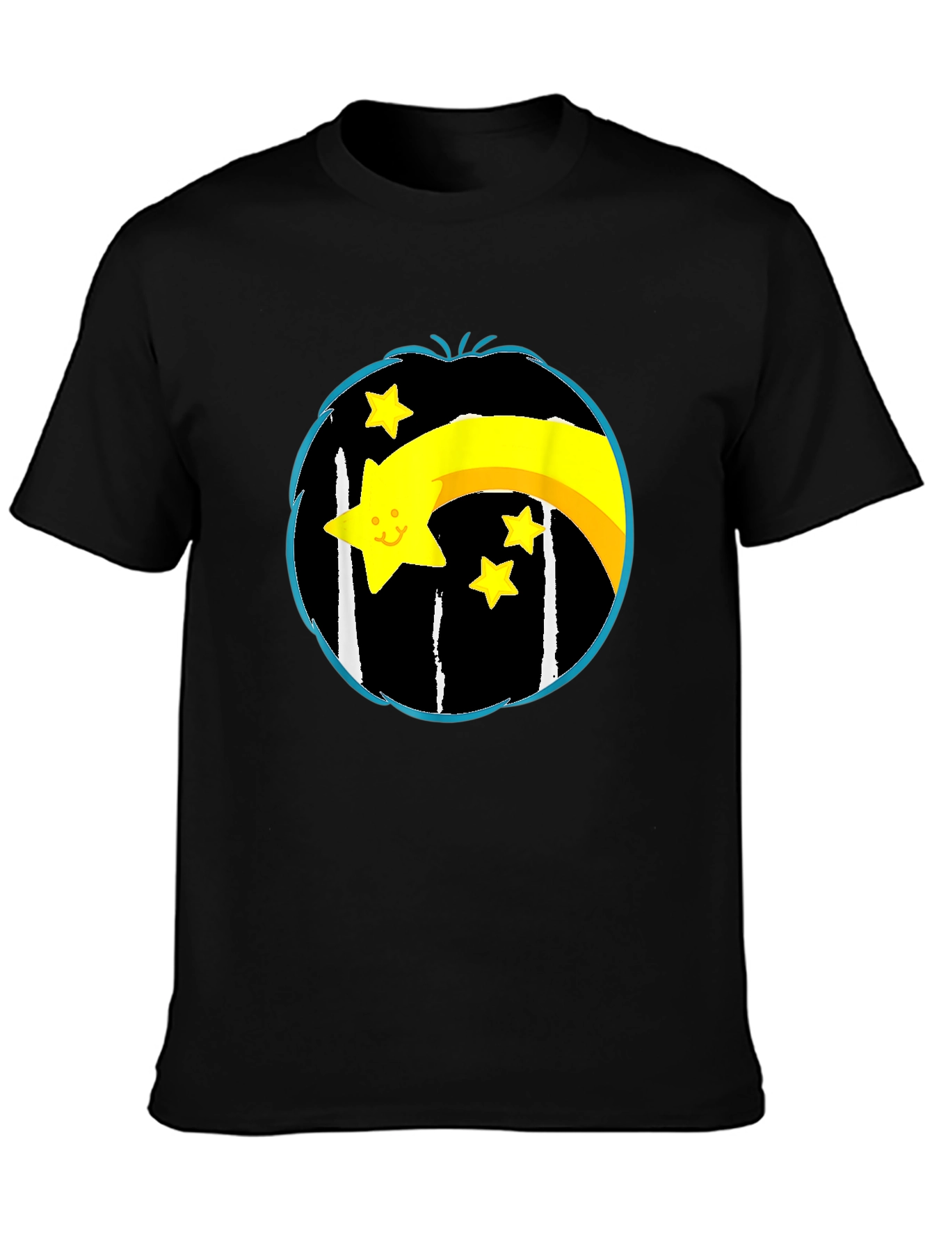 Black Shooting Star Graphic Tee - Black Cotton Blend view 3