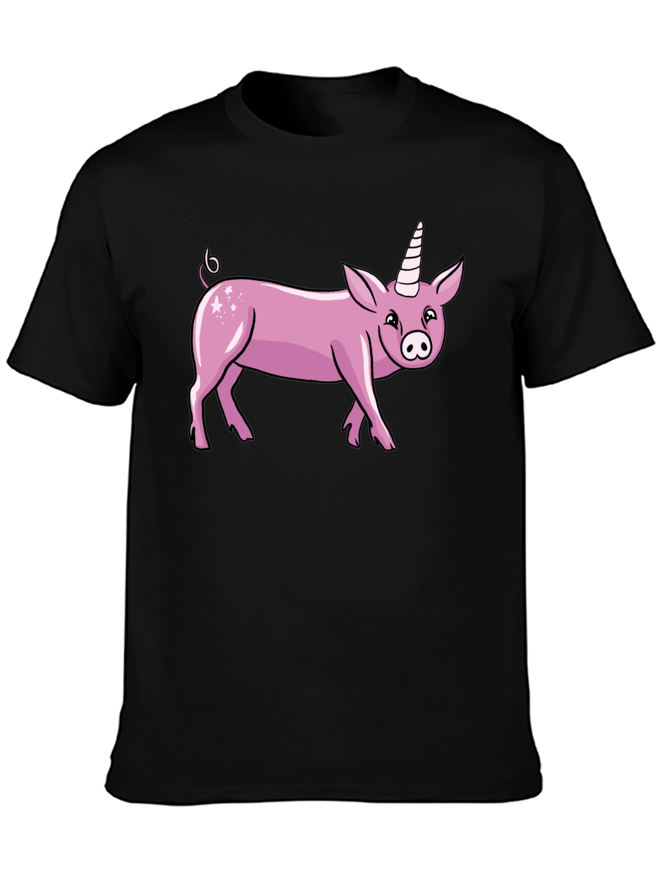 Black Pig Unicorn Graphic T-Shirt view 3