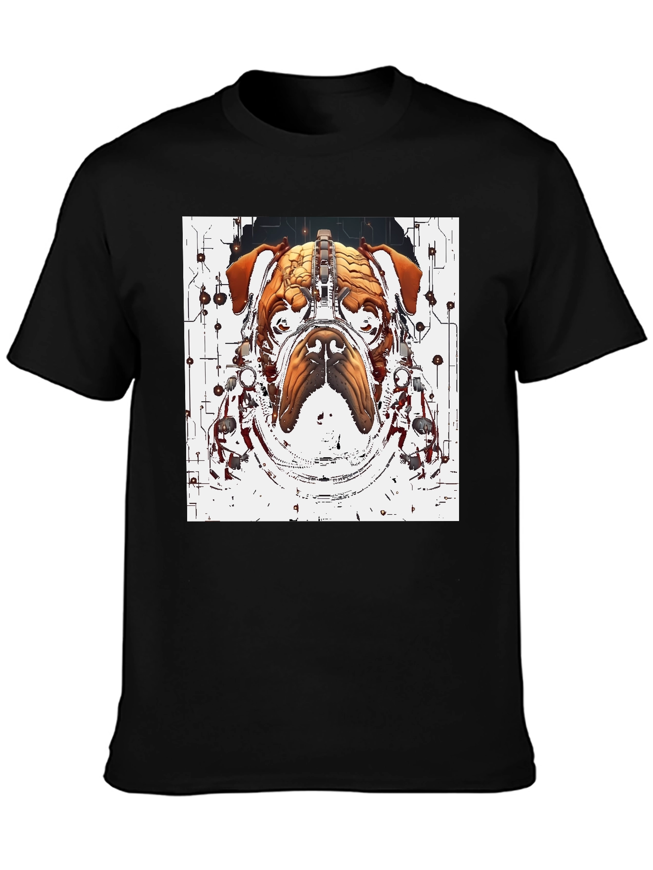 Black Cyber Bulldog T-Shirt - Unique Graphic Tee view 3