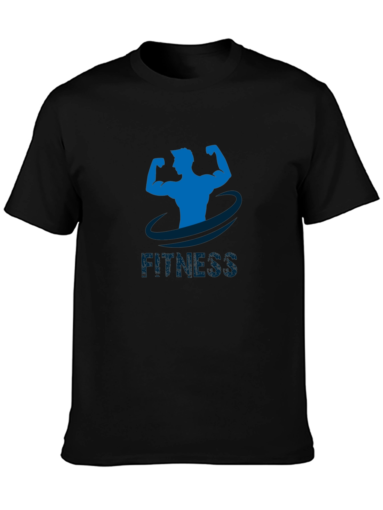 Black Fitness Graphic Tee - Black Cotton Gym Shirt view 3
