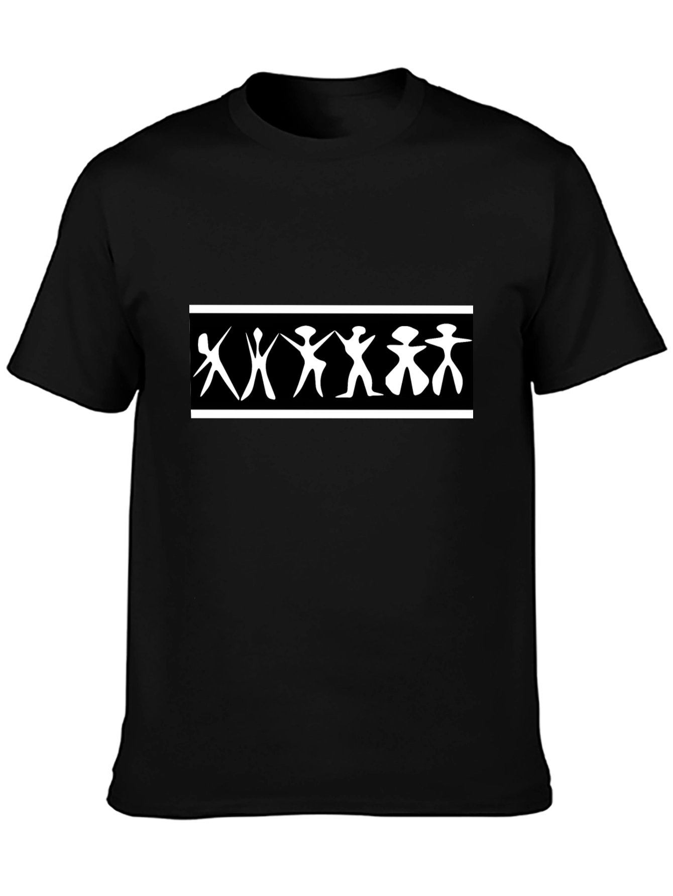 Black Abstract People Graphic Tee - Black Unisex Shirt view 3