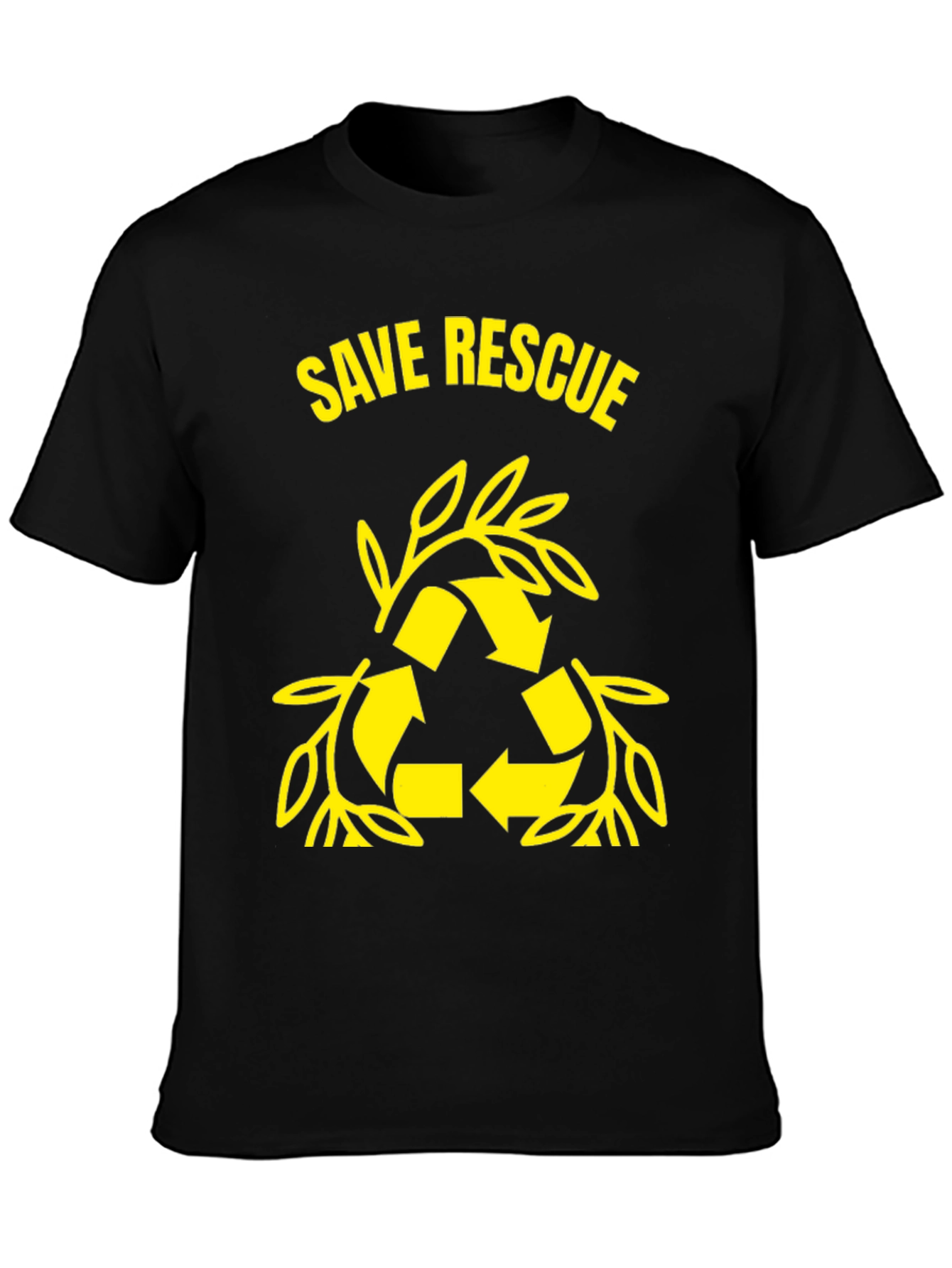 Black Save Rescue Graphic Tee - Eco Friendly T-Shirt view 3