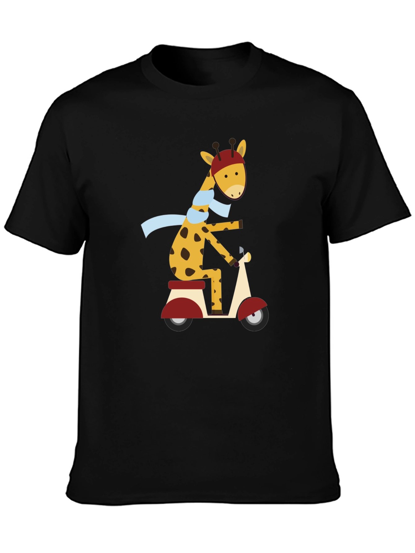 Black Giraffe Scooter Graphic Tee - Cute Black T-Shirt view 3