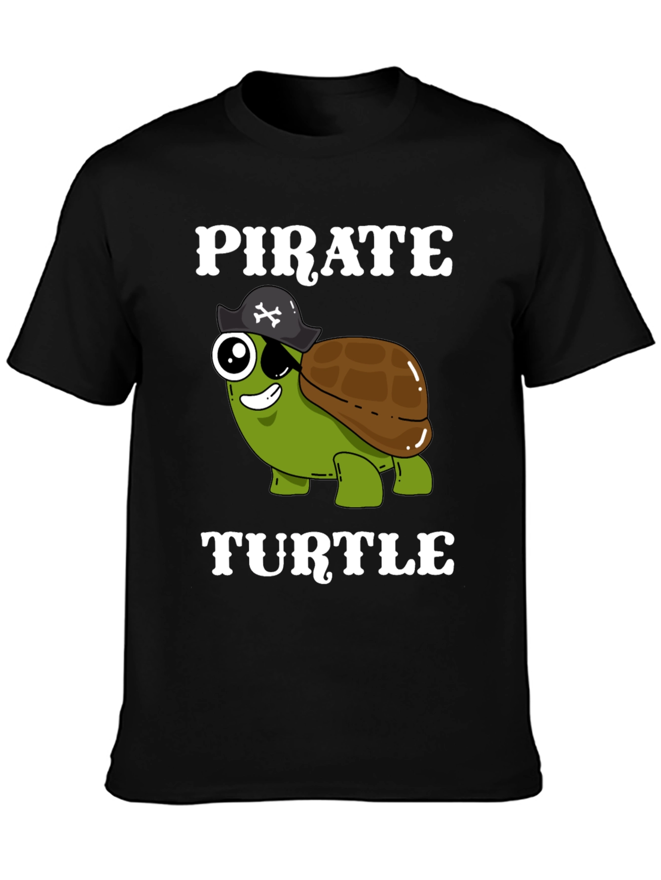 Black Pirate Turtle T-Shirt - Funny Cartoon Tee view 3