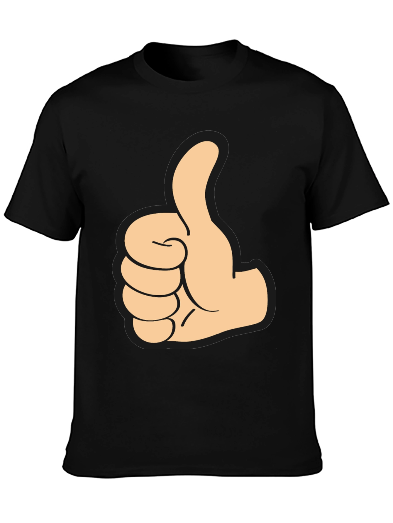 Black Thumbs Up Graphic Tee - Black Cotton T-Shirt view 3