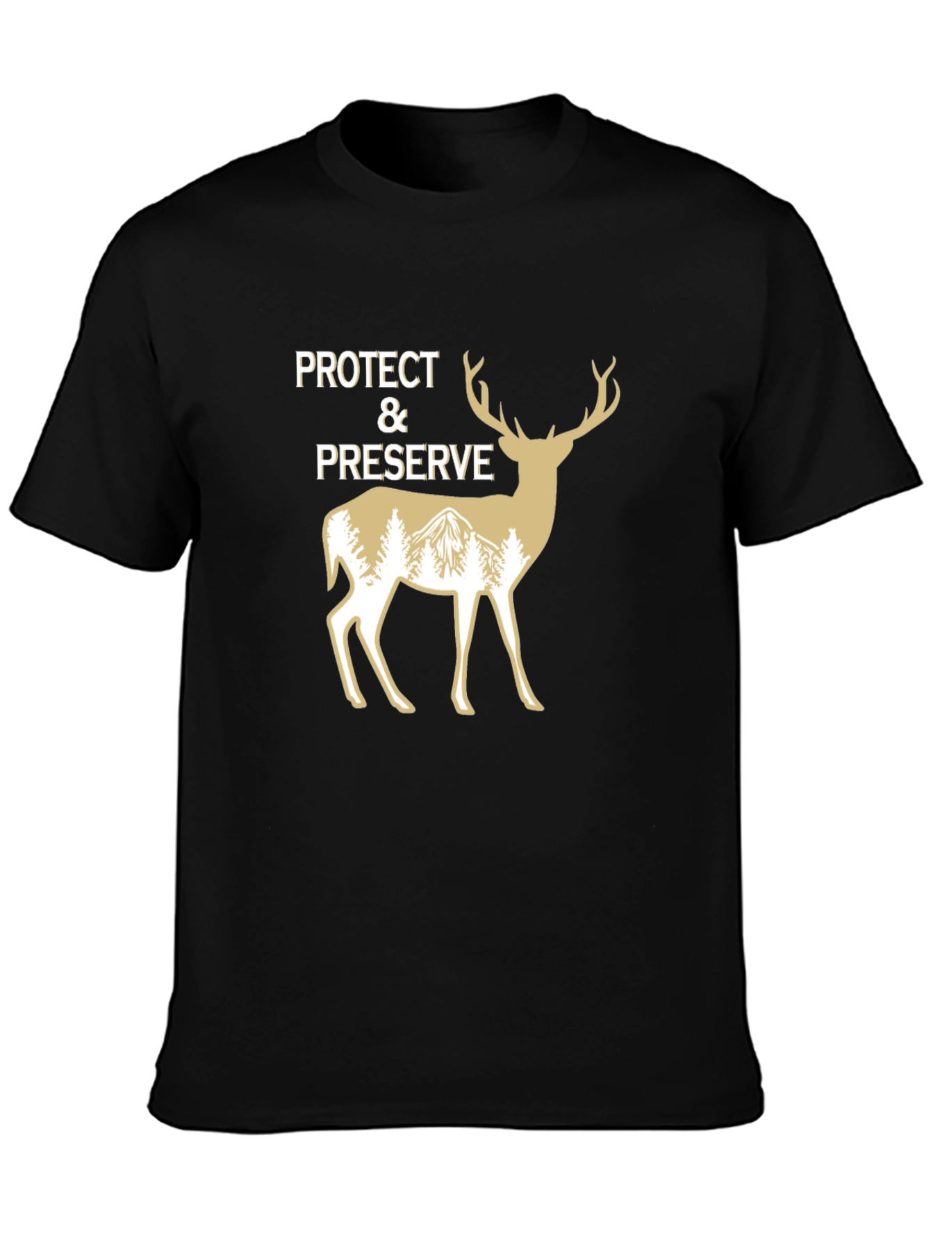 Black Protect & Preserve Deer Graphic T-Shirt view 3