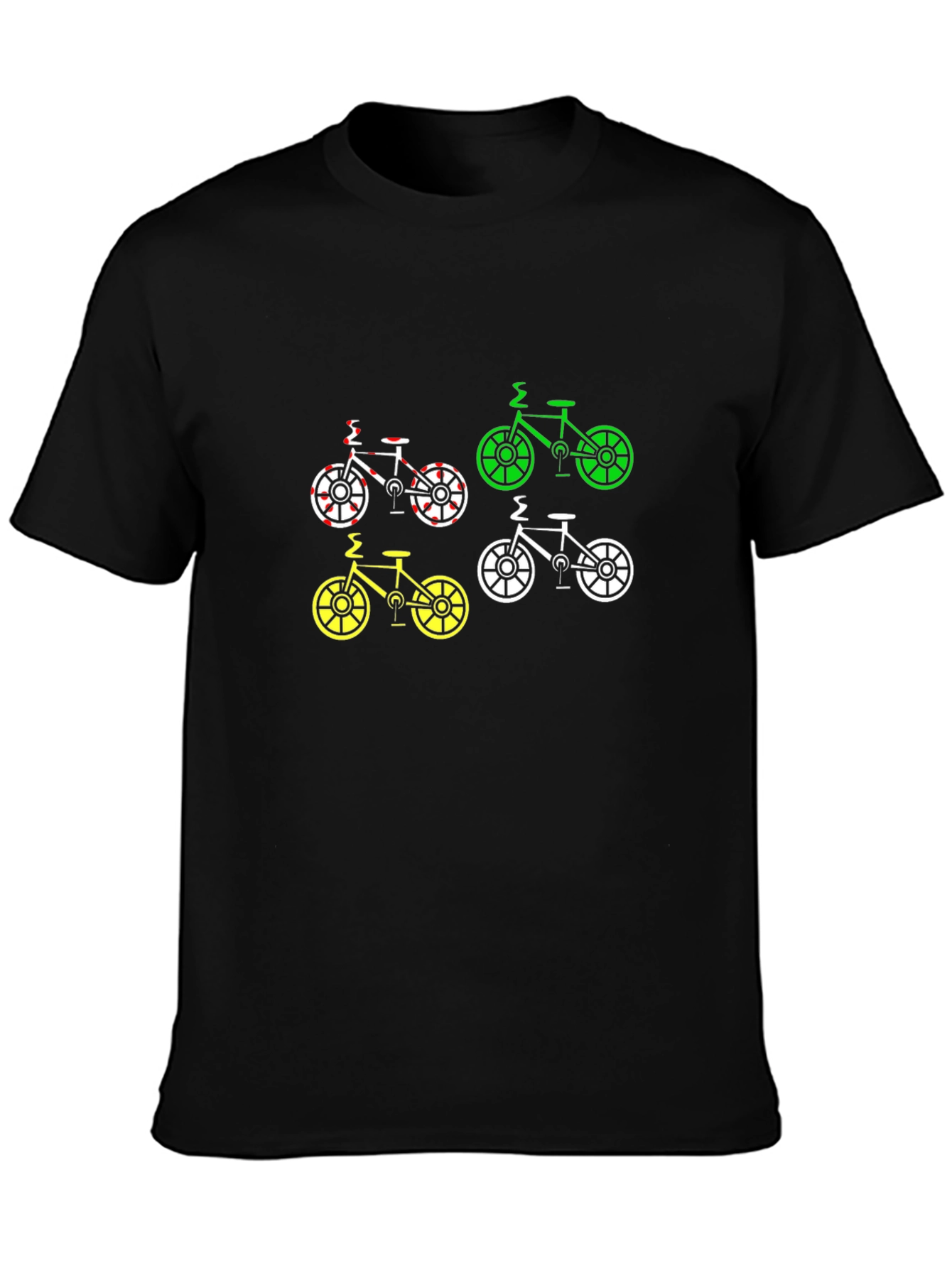 Black Colorful Bike Graphic Tee - Black Cotton Shirt view 3