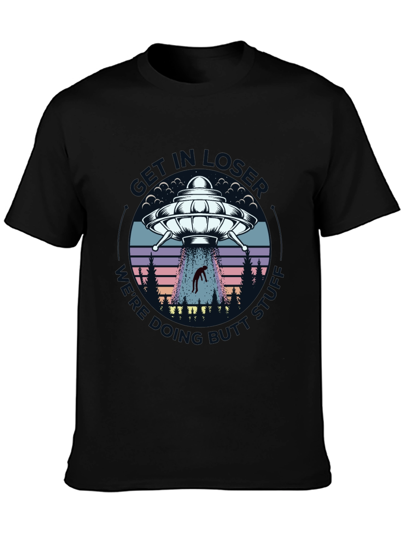 Black Alien Abduction Graphic Tee - Sci-Fi Humor view 3