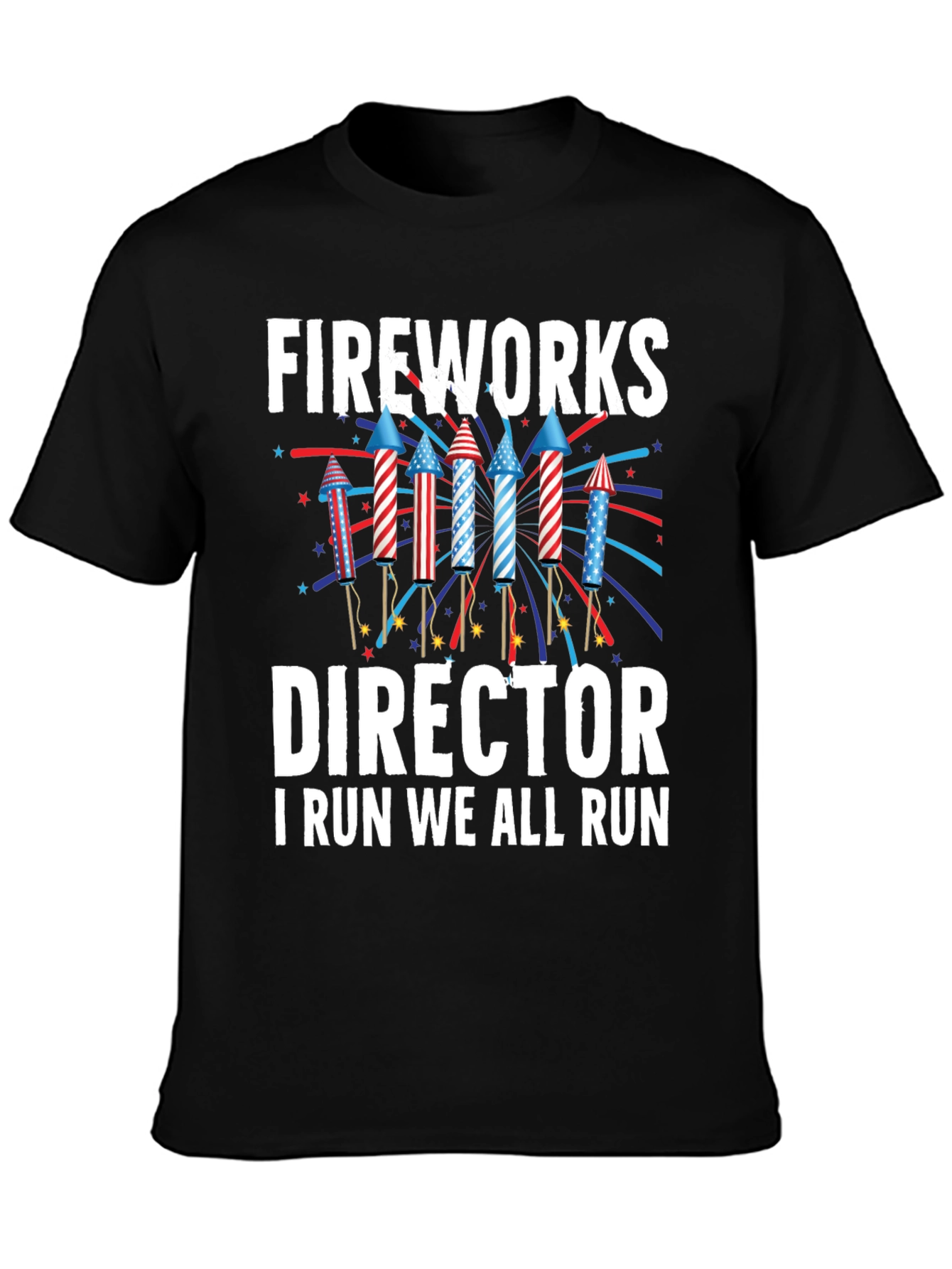 Black Fireworks Director T-Shirt - Funny 4th of July Tee view 3