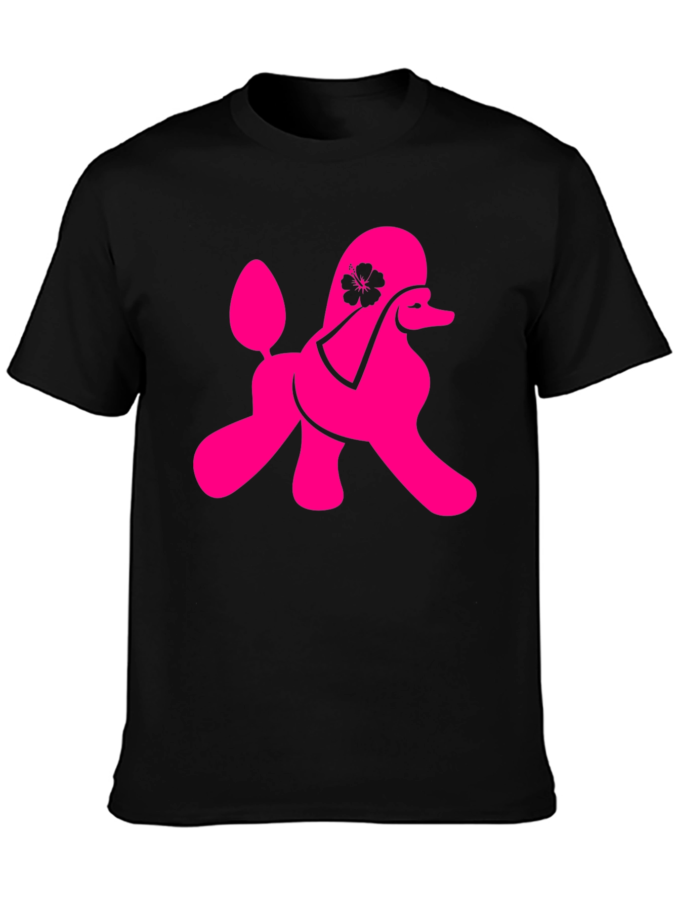 Black Poodle Graphic Tee - Black Cotton Blend T-Shirt view 3