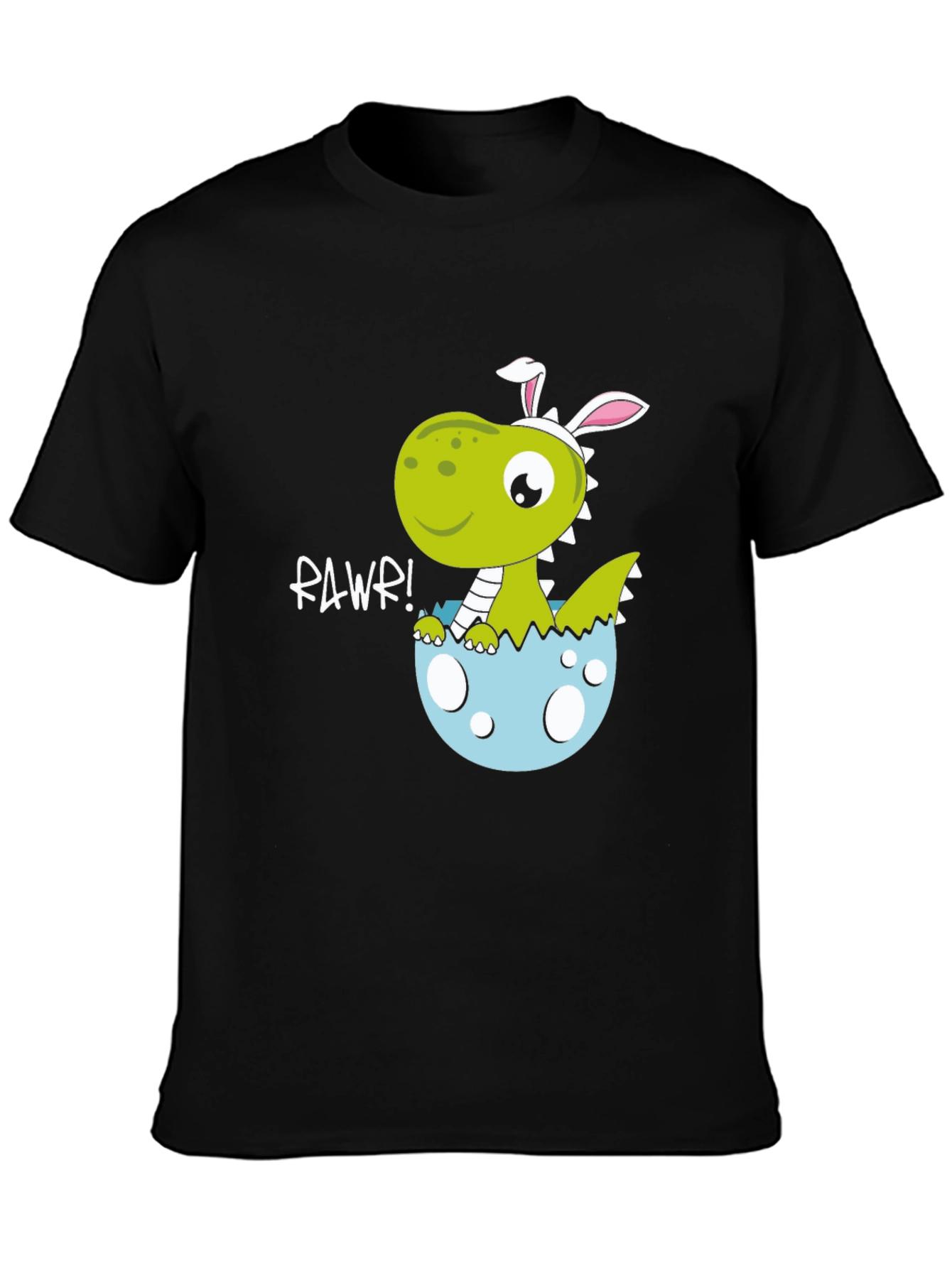 Black Dino Easter Egg T-Shirt - "Rawr!" Cute Design view 3