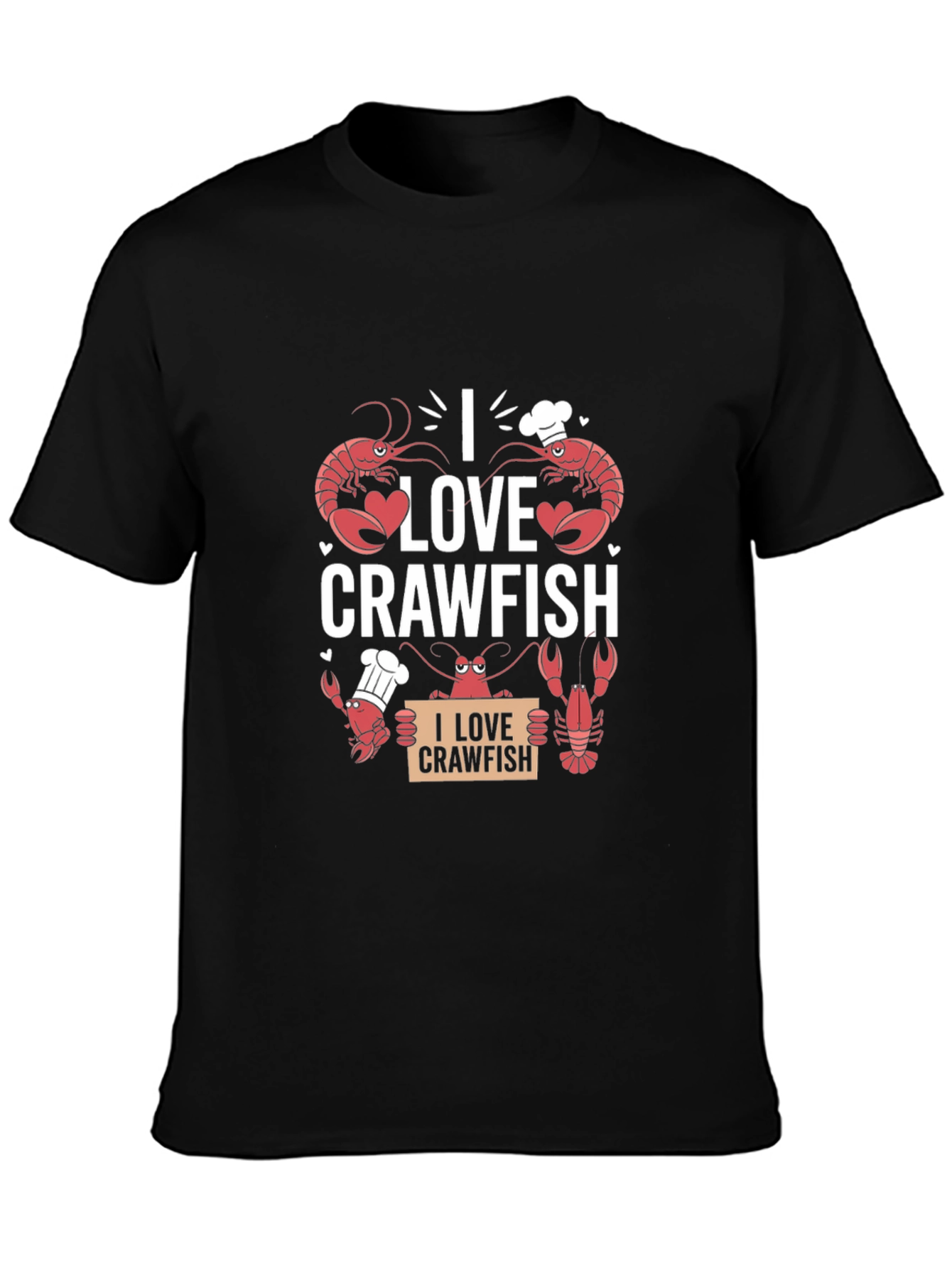 Black I Love Crawfish Graphic Tee - Black Cotton T-Shirt view 3