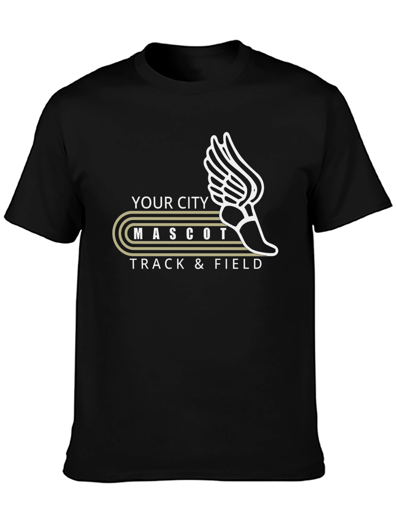 Black City Mascot Track & Field Graphic T-Shirt view 3