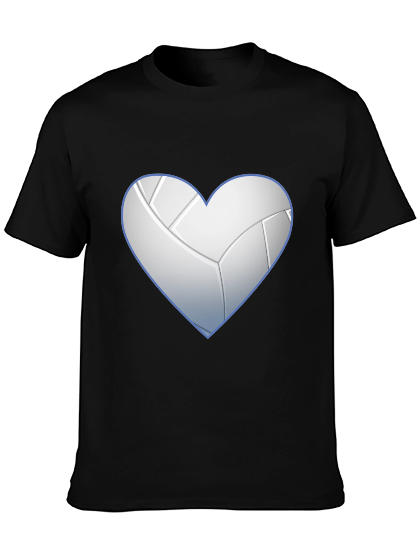 Black Volleyball Heart Graphic Tee - Black Crew Neck T-Shirt view 3