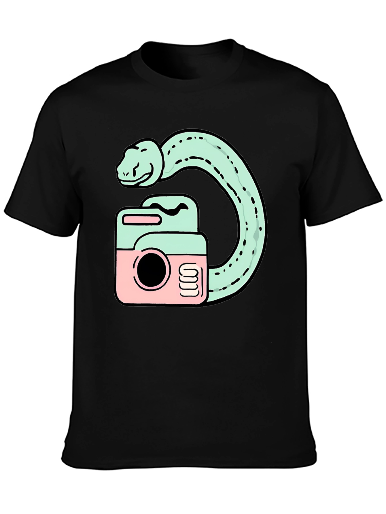 Black Snake Camera Graphic T-Shirt view 3