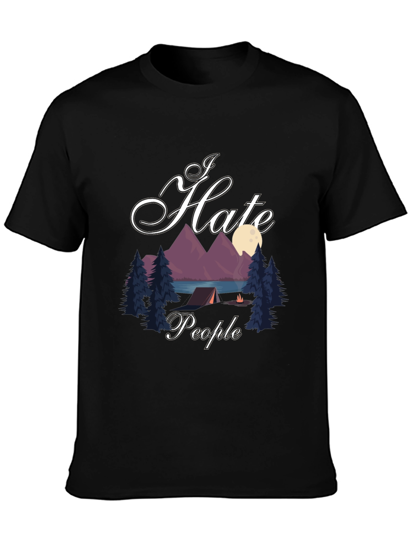Black I Hate People Camping Black Graphic T-Shirt view 3