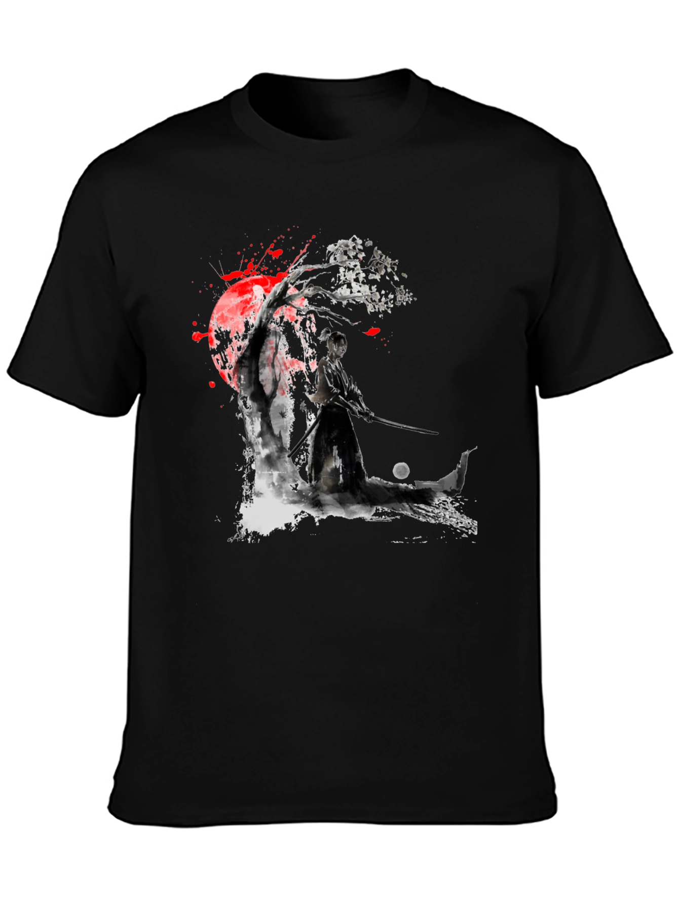 Black Samurai Warrior Graphic Black T-Shirt view 3