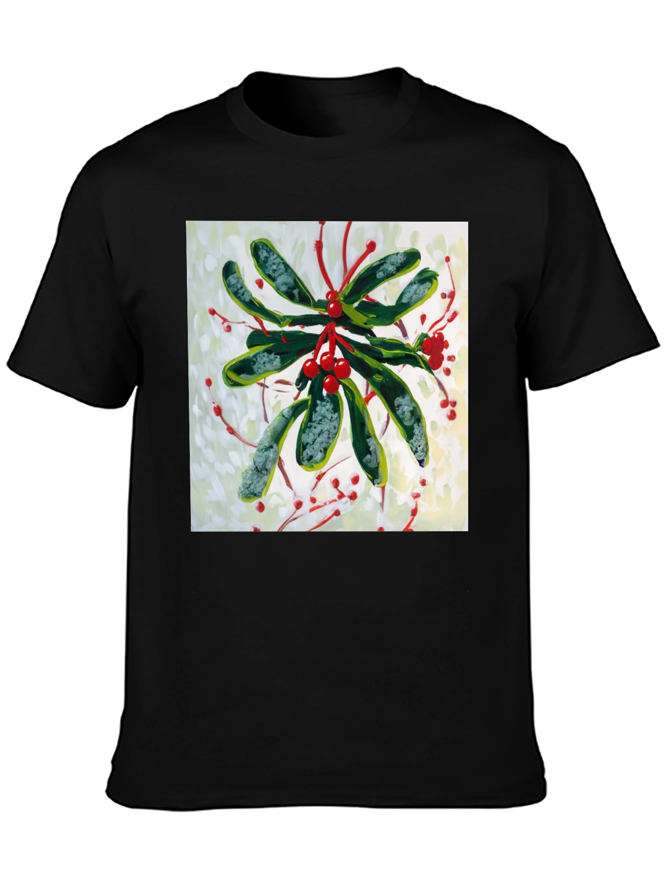 Black Mistletoe Graphic Tee - Holiday Style view 3