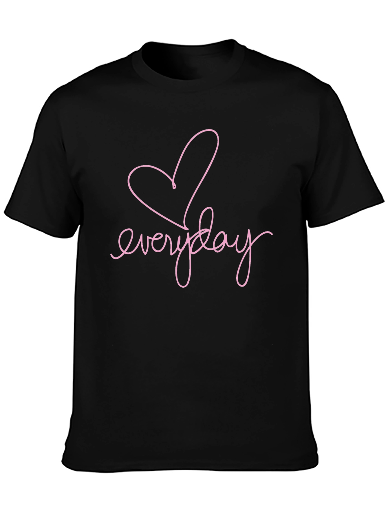 Black Everyday Heart Graphic Tee - Casual Black T-Shirt view 3