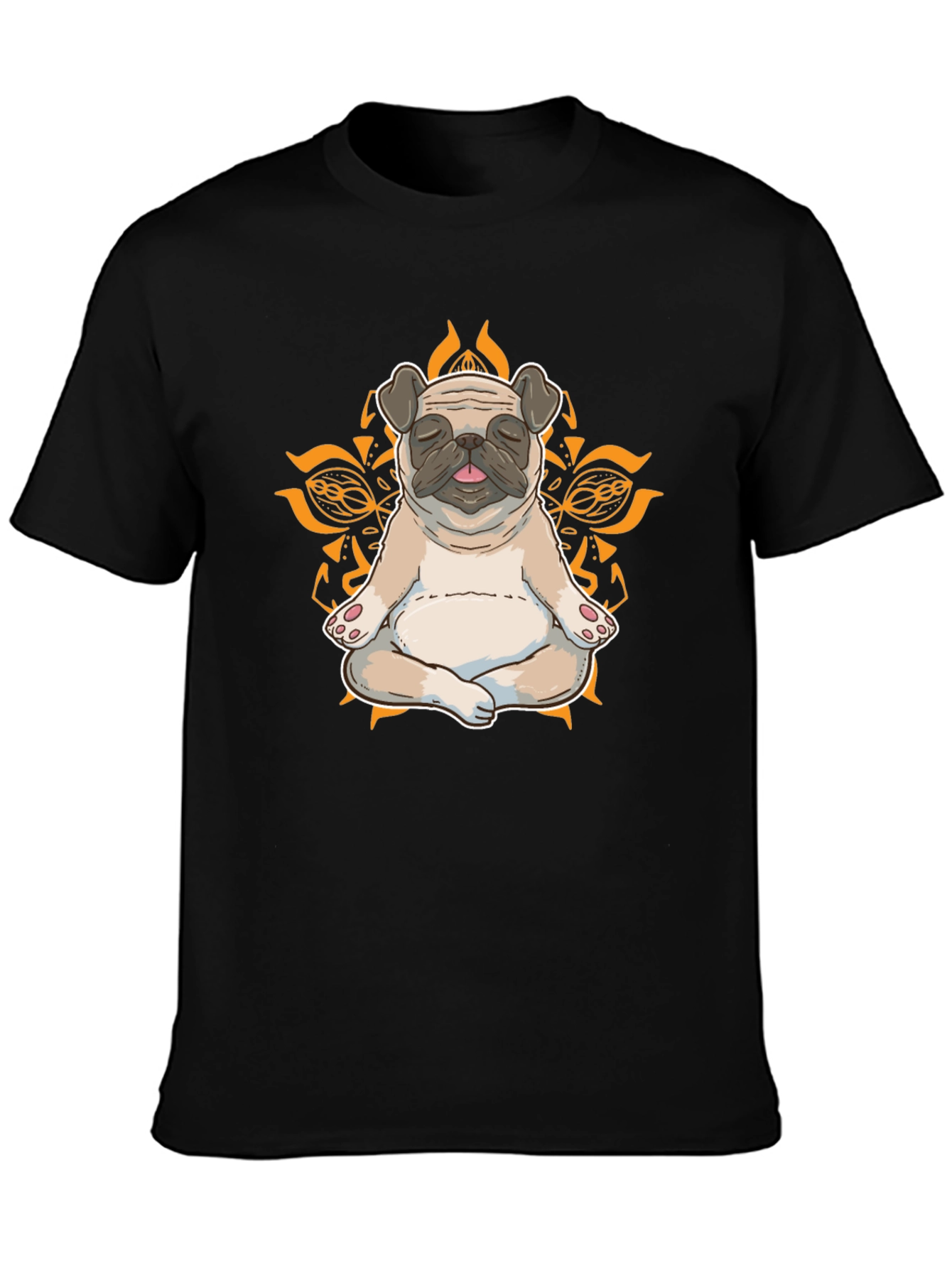 Black Zen Pug Graphic Tee - Meditating Dog Shirt view 3