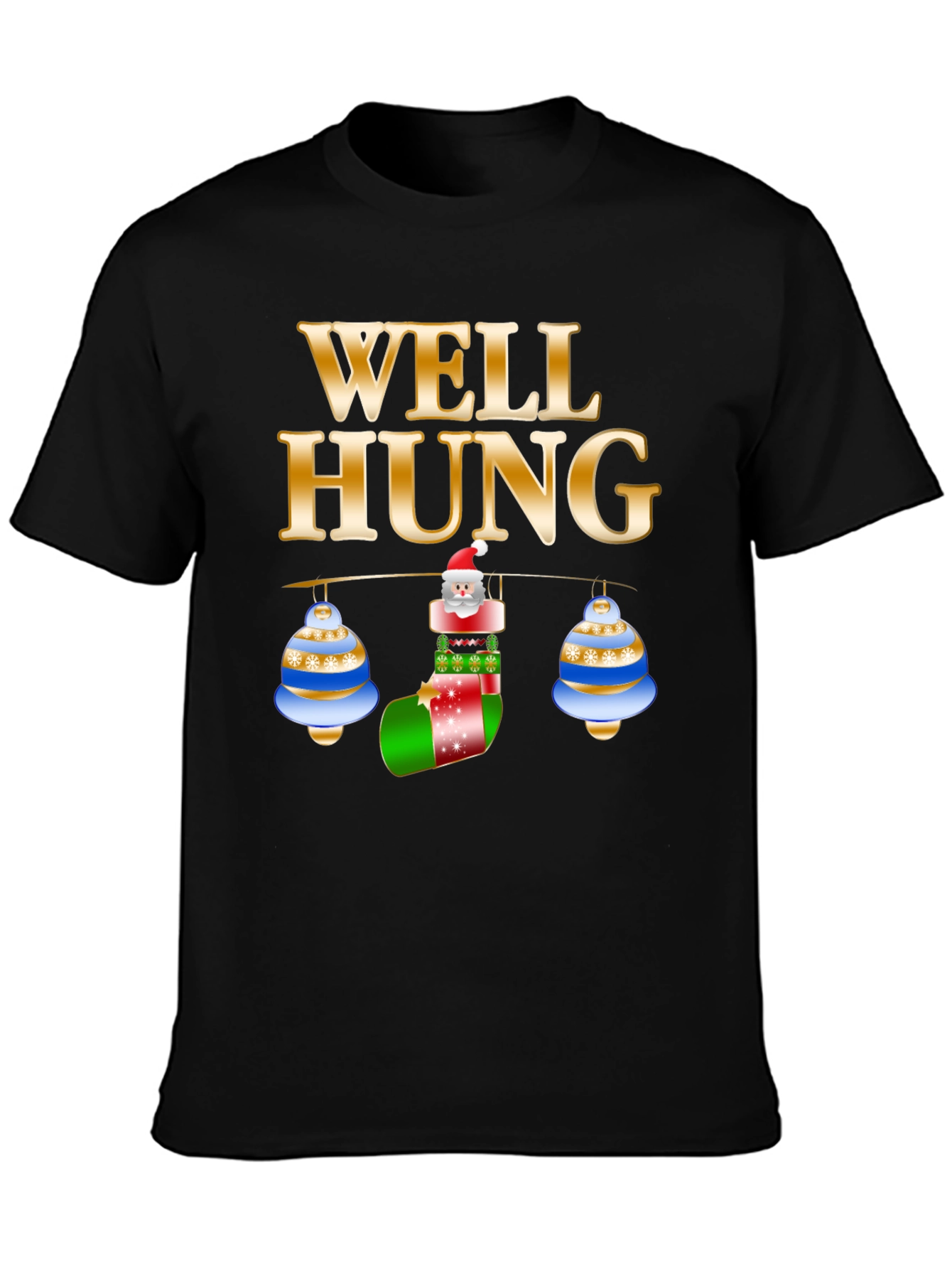 Black Well Hung Santa Christmas T-Shirt view 3