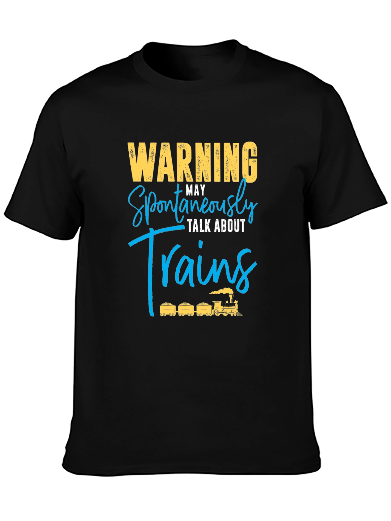 Black Warning May Spontaneously Talk About Trains T-Shirt view 3