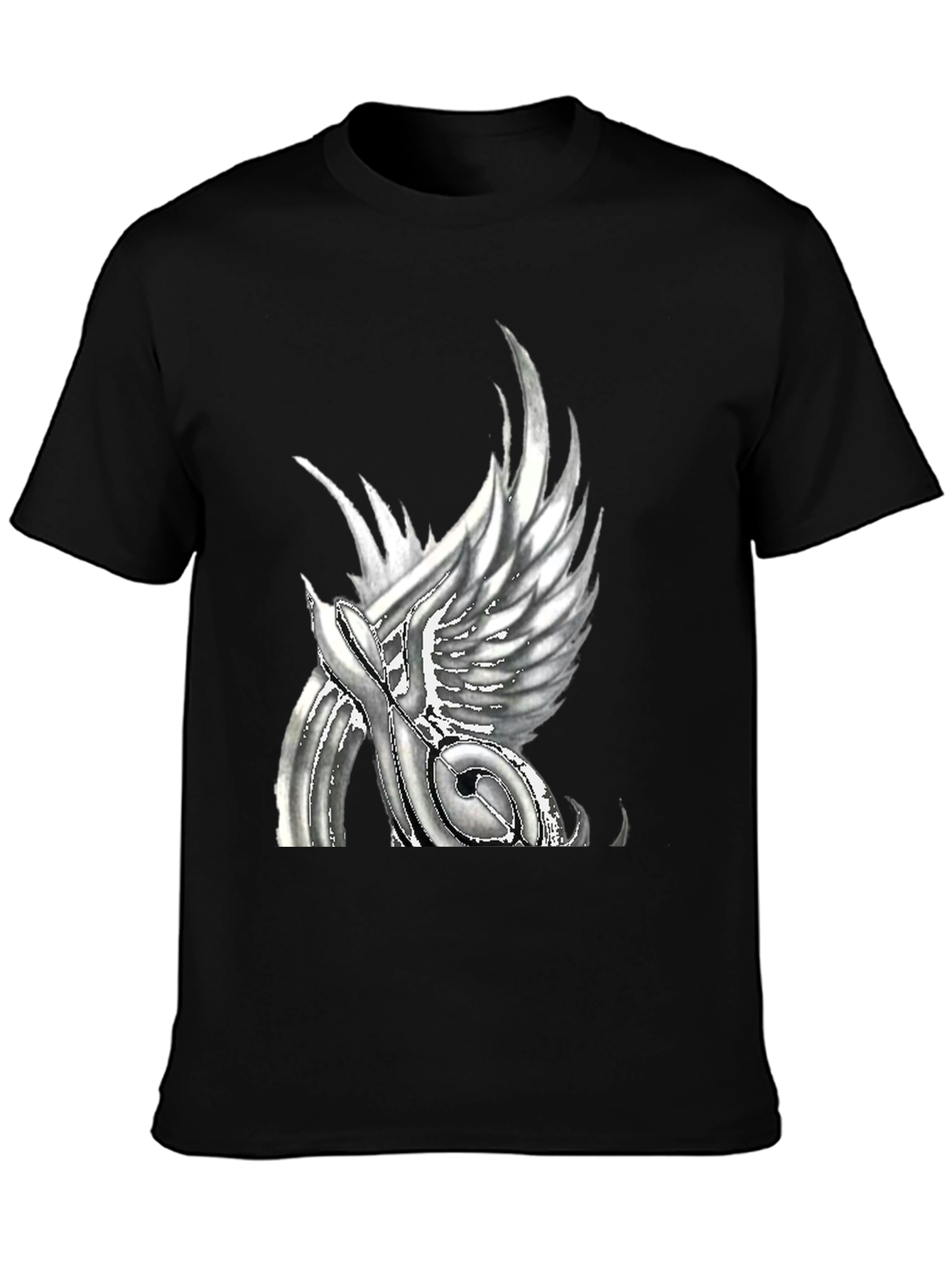 Black Winged Music Note T-Shirt - Unique Graphic Tee view 3