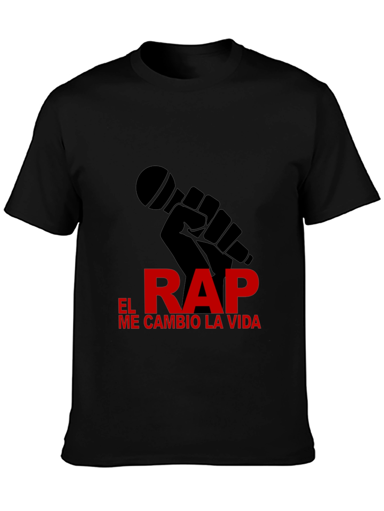 Black Rap Life Tee - "El Rap Me Cambio La Vida" Design T-Shirt view 3