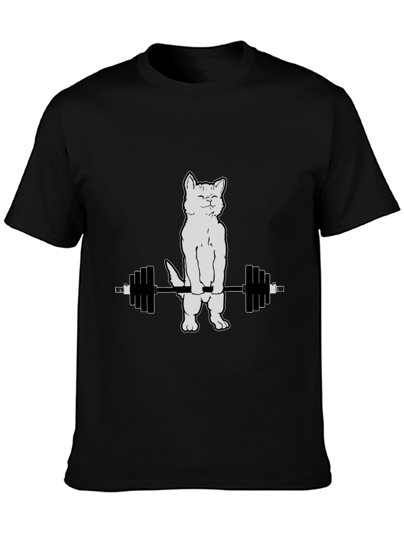 Black Cat Lifting Weights Graphic T-Shirt - Black view 3