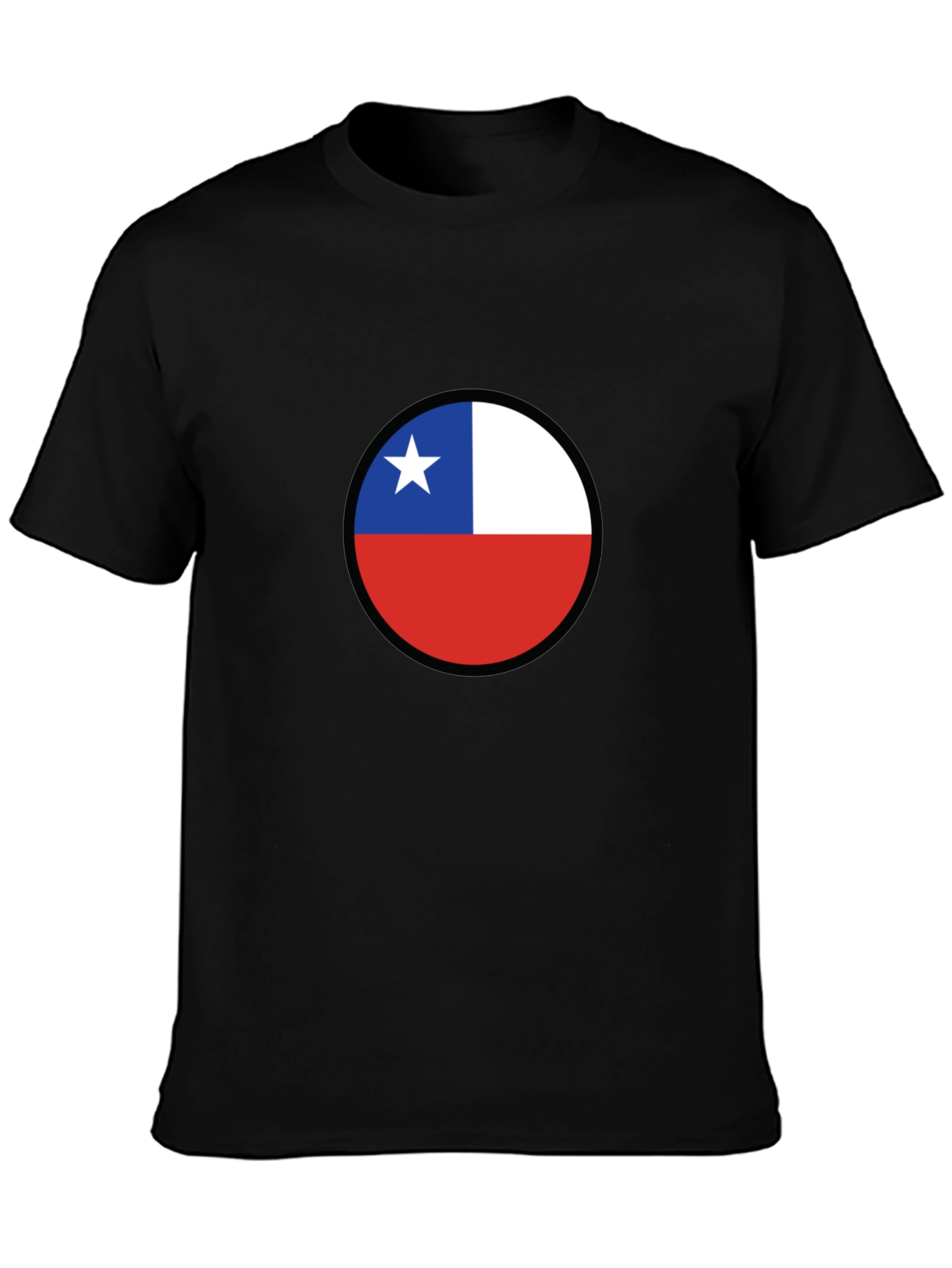 Black Chile Flag Circle Black T-Shirt view 3