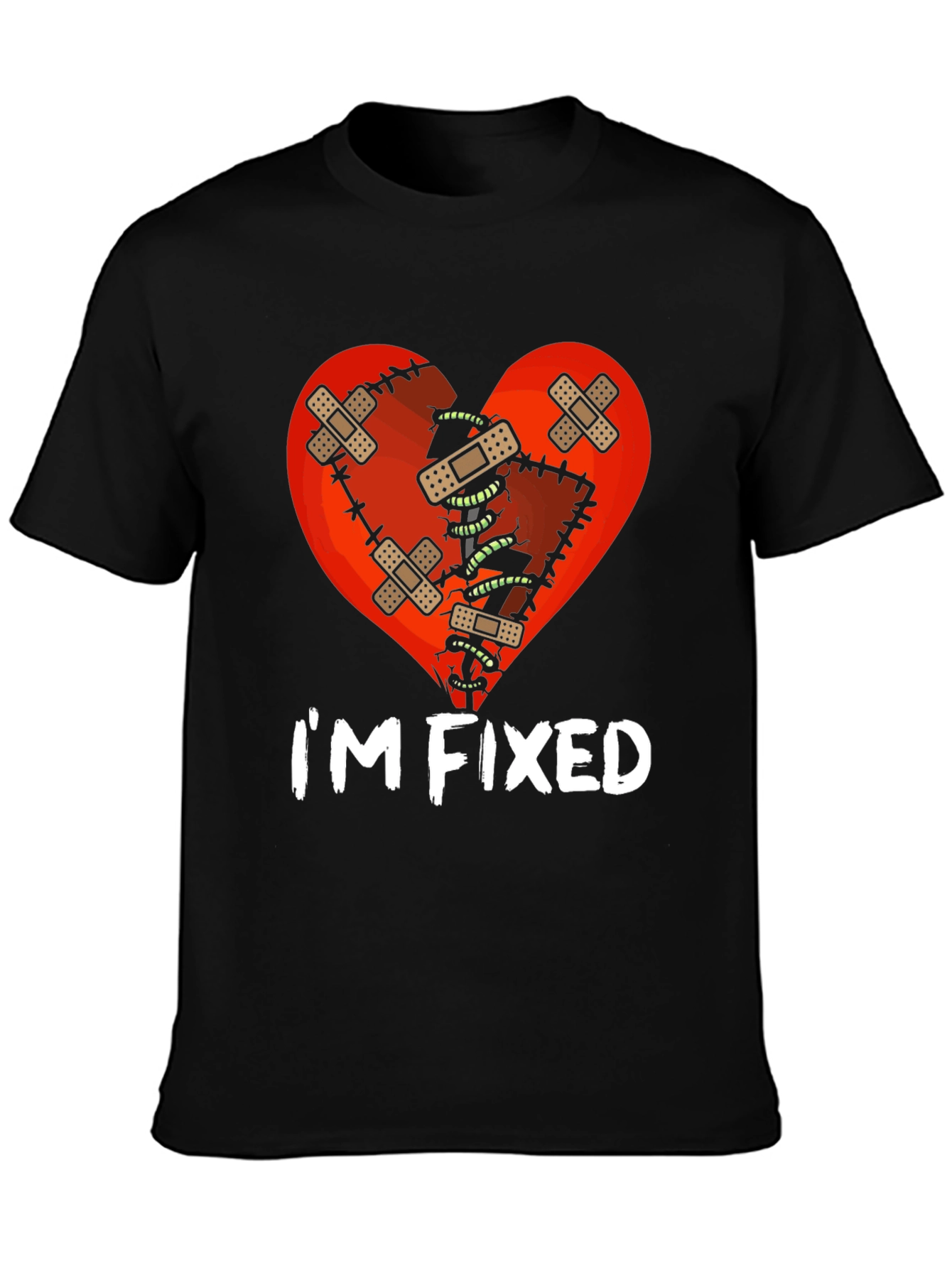 Black I'm Fixed Broken Heart T-Shirt view 3