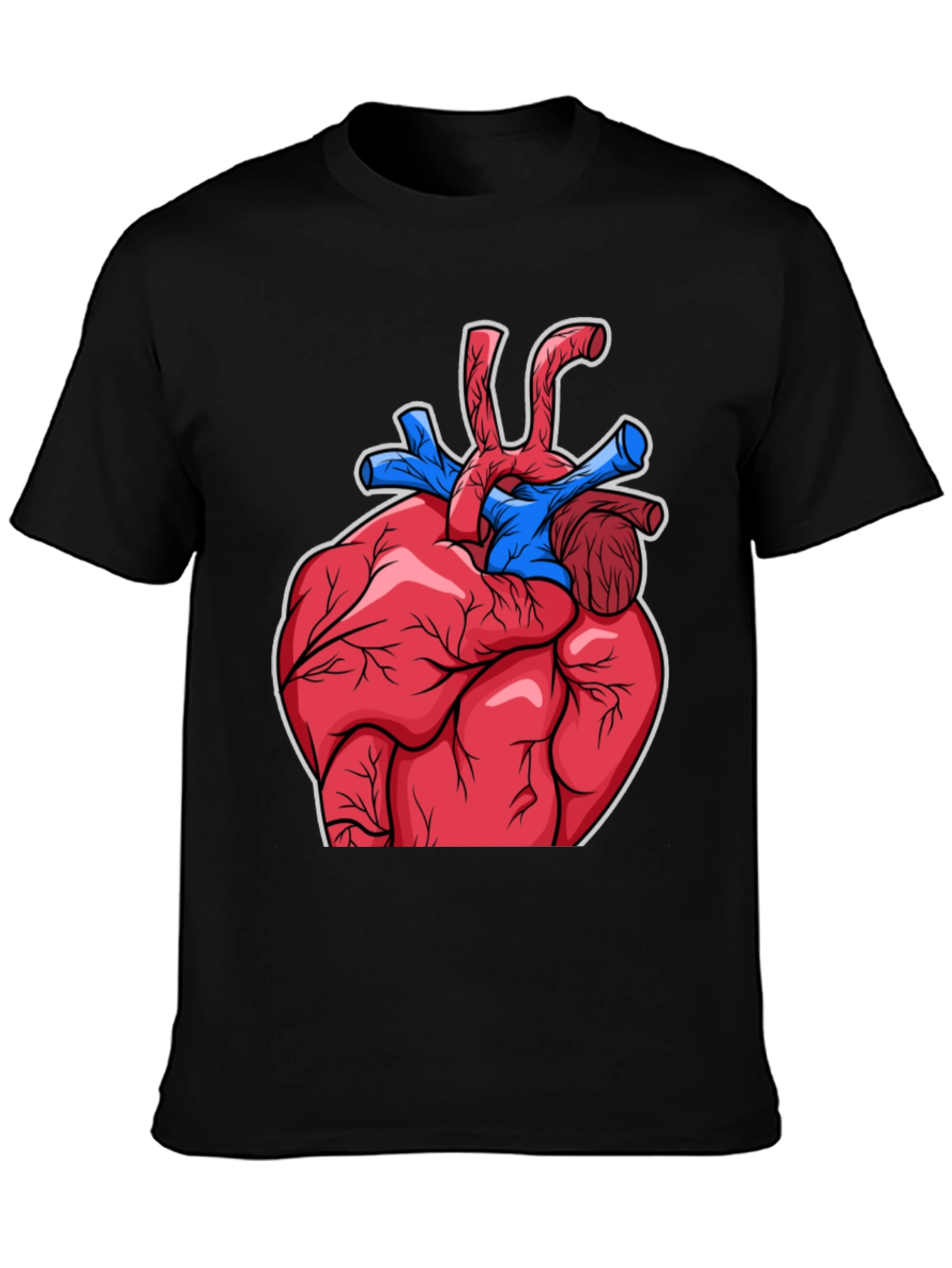 Black Anatomical Heart Graphic T-Shirt - Bold Design view 3