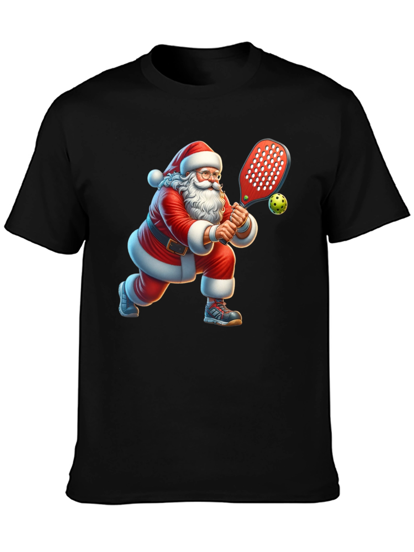 Black Santa Pickleball T-Shirt view 3