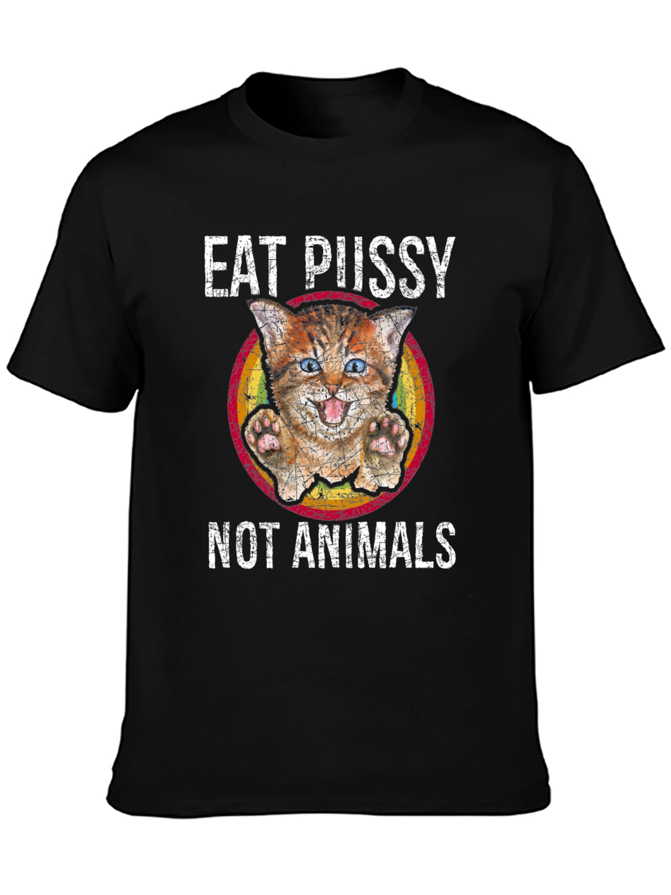 Black Eat Pussy Not Animals Graphic T-Shirt view 3