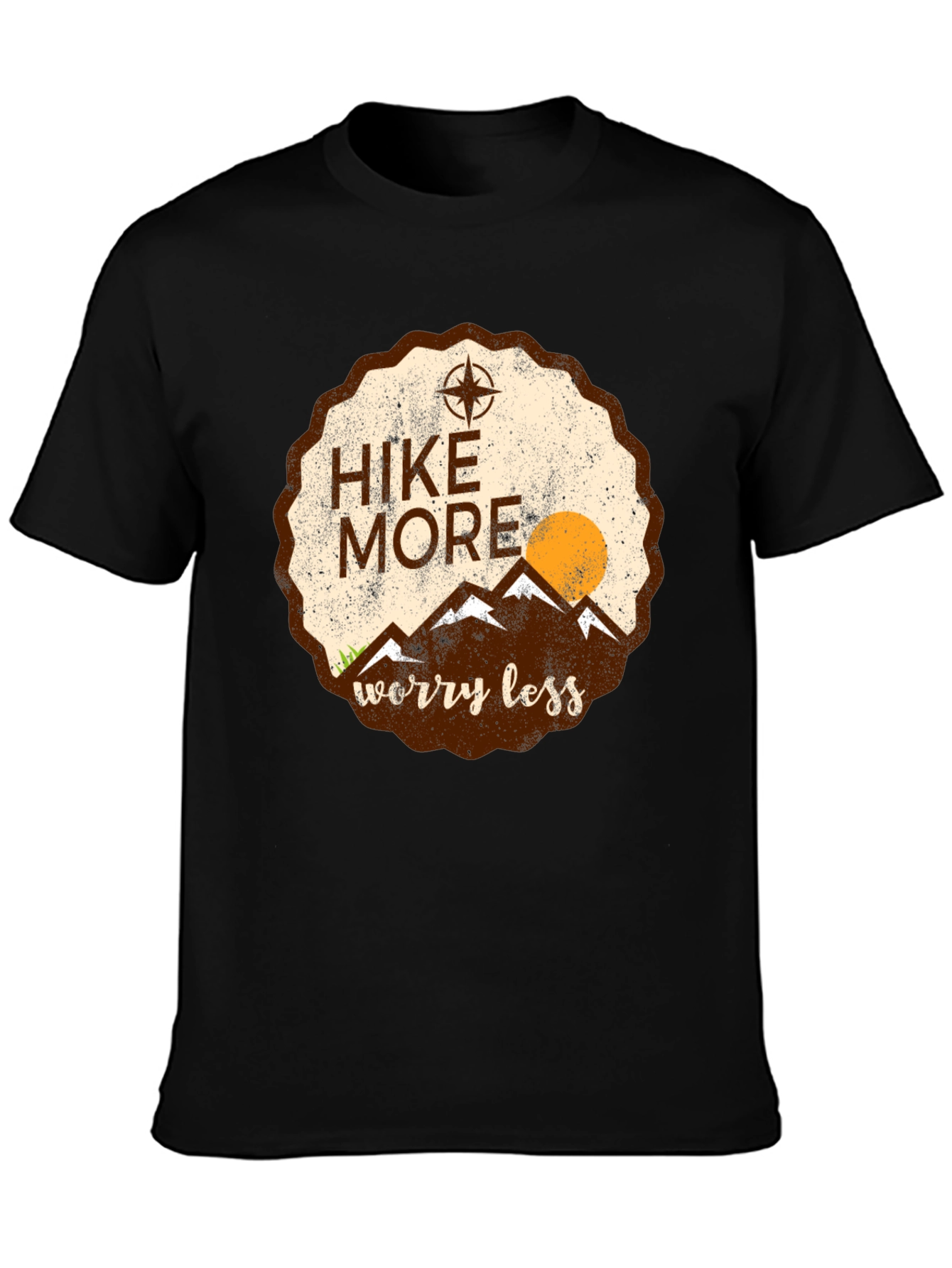 Black Hike More Worry Less Graphic Tee - Adventure Awaits view 3