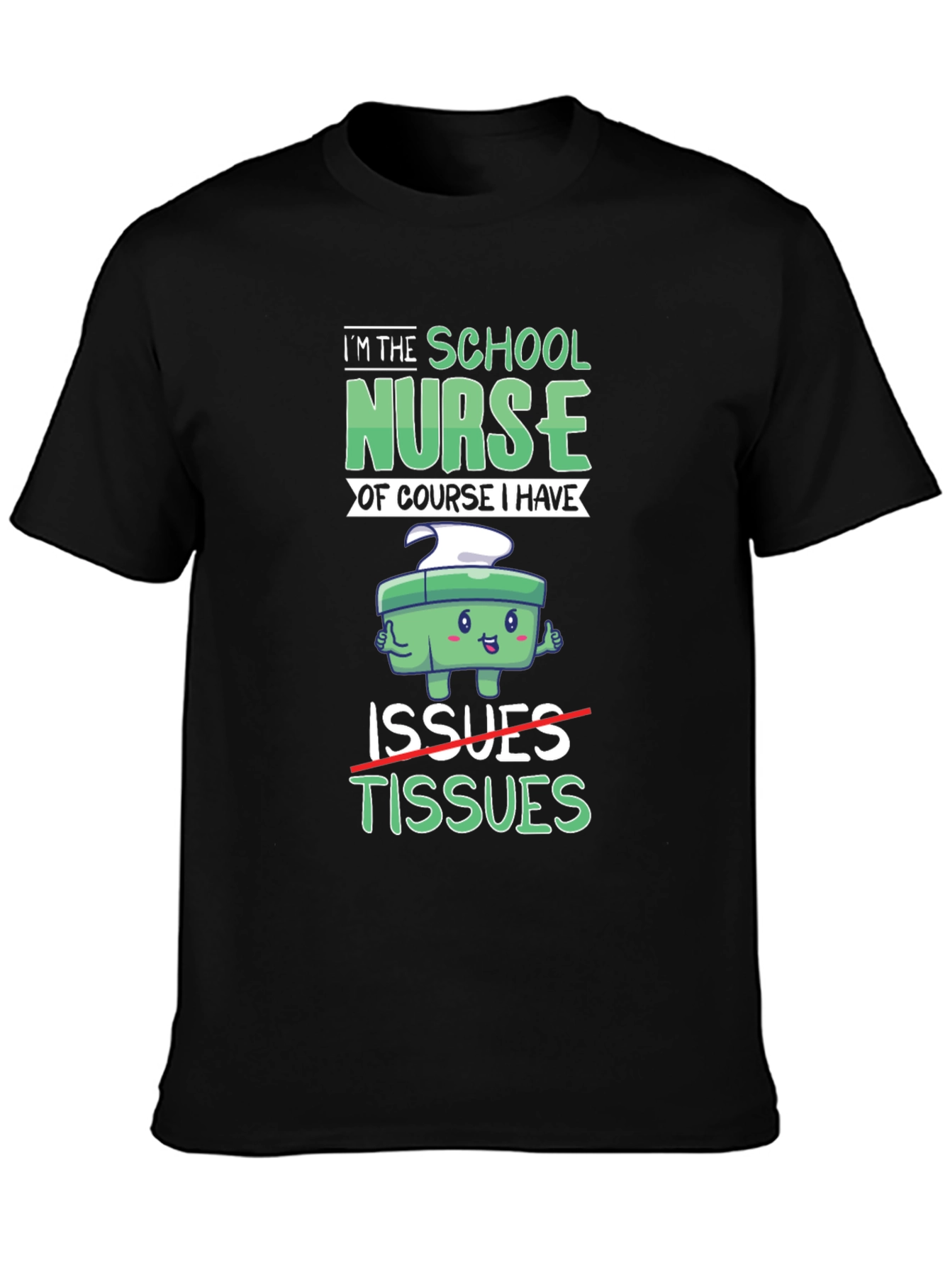 Black School Nurse Humor T-Shirt: Issues & Tissues Graphic Tee view 3
