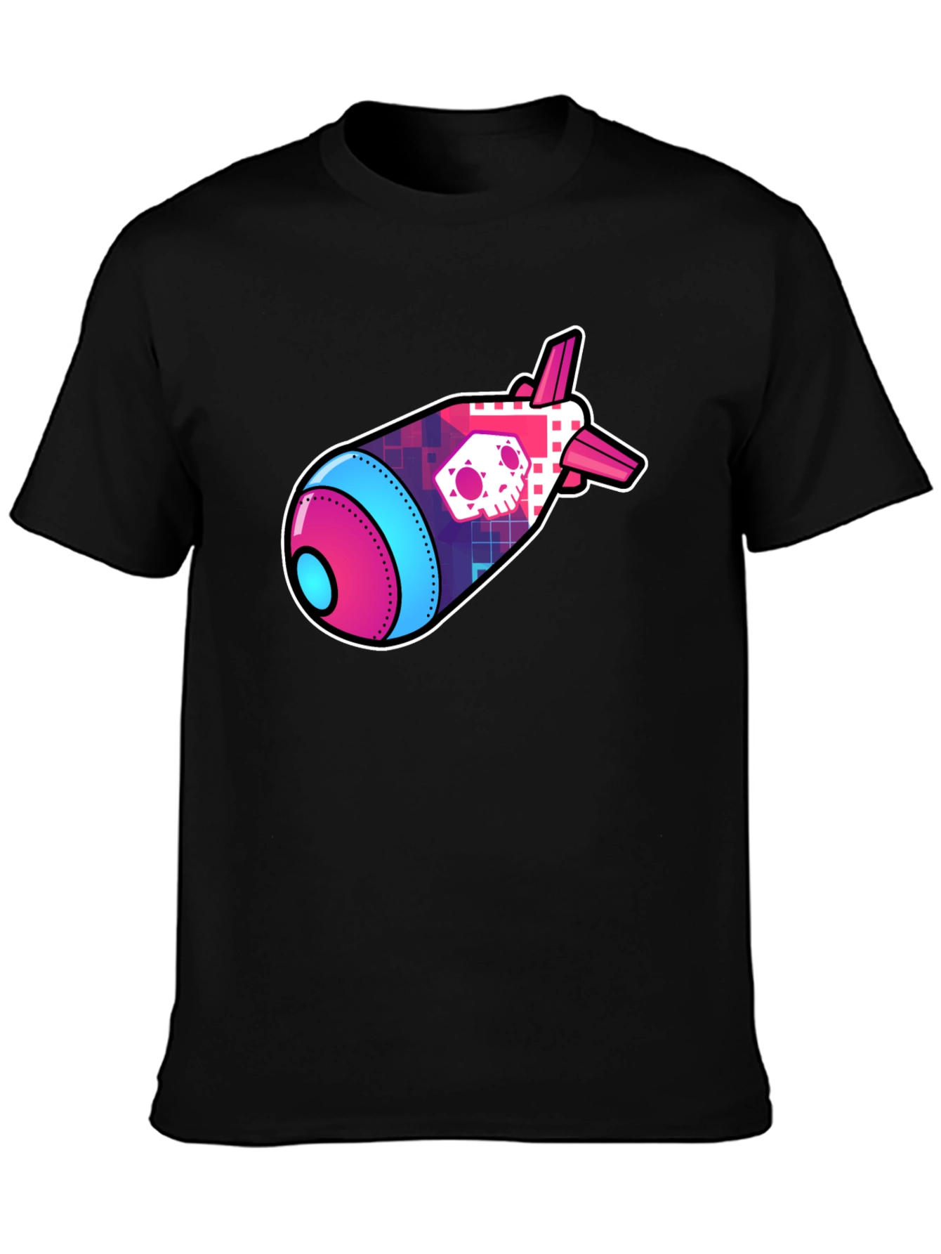Black Skull Bomb Graphic Tee - Bold Statement Shirt view 3