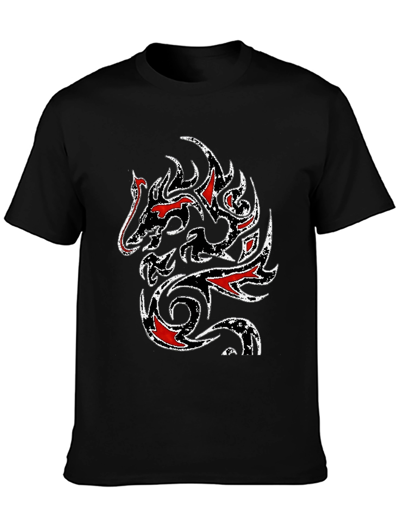 Black Tribal Dragon Graphic T-Shirt - Black view 3