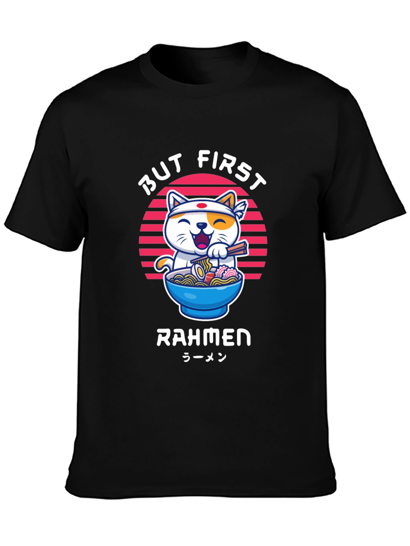Black But First Rahmen Cat Graphic T-Shirt view 3