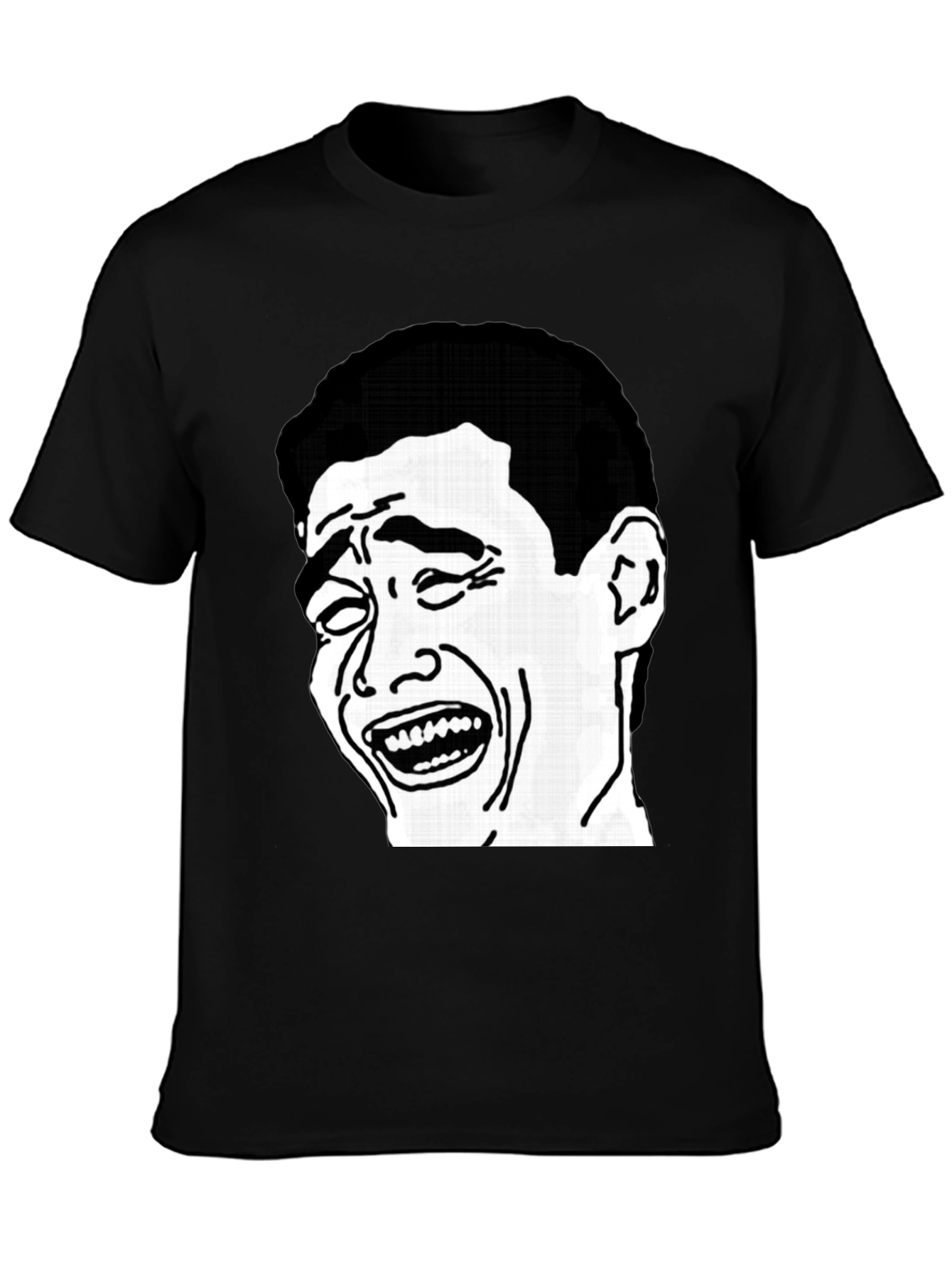 Black Laughing Face Graphic Tee - Black Cotton Blend T-Shirt view 3