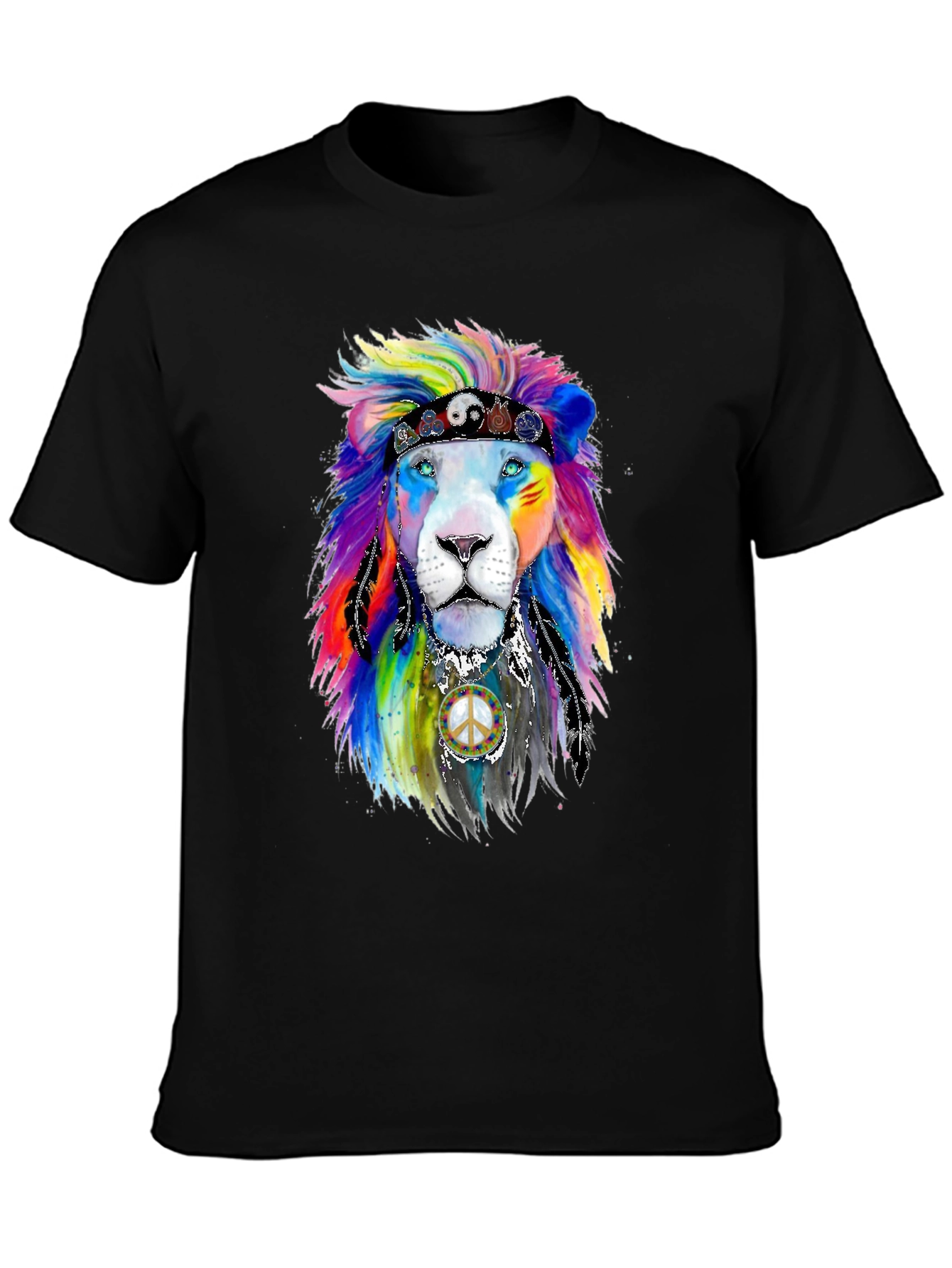 Black Rainbow Lion Graphic Tee view 3