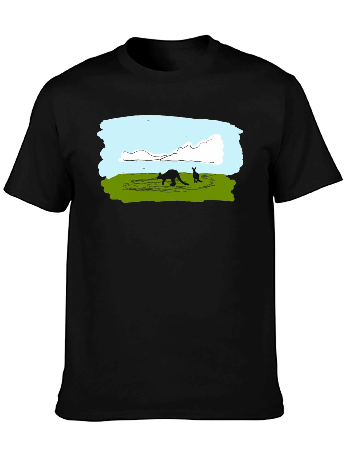 Black Kangaroo Silhouette Graphic Tee - Black view 3
