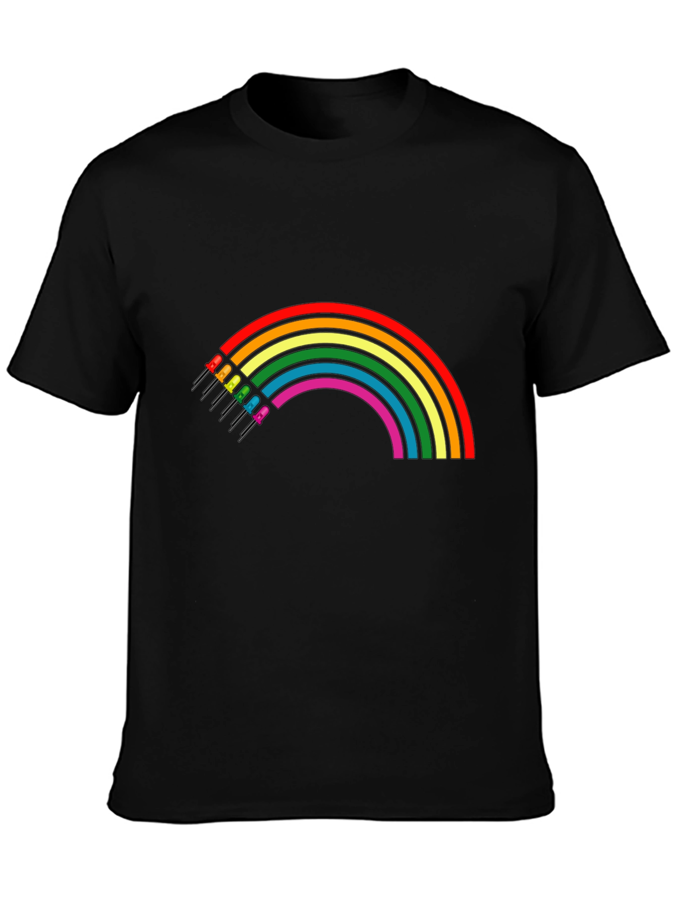 Black Rainbow LED T-Shirt - Black Cotton Blend view 3