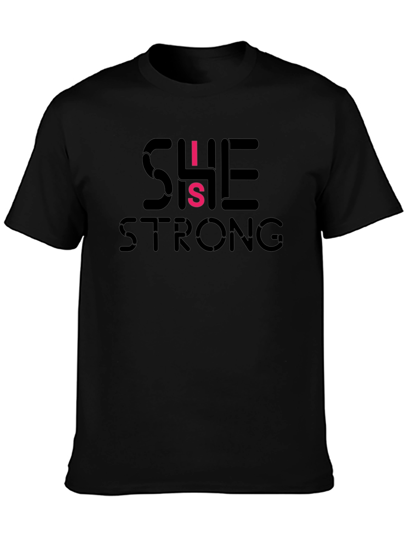 Black She is Strong T-Shirt view 3