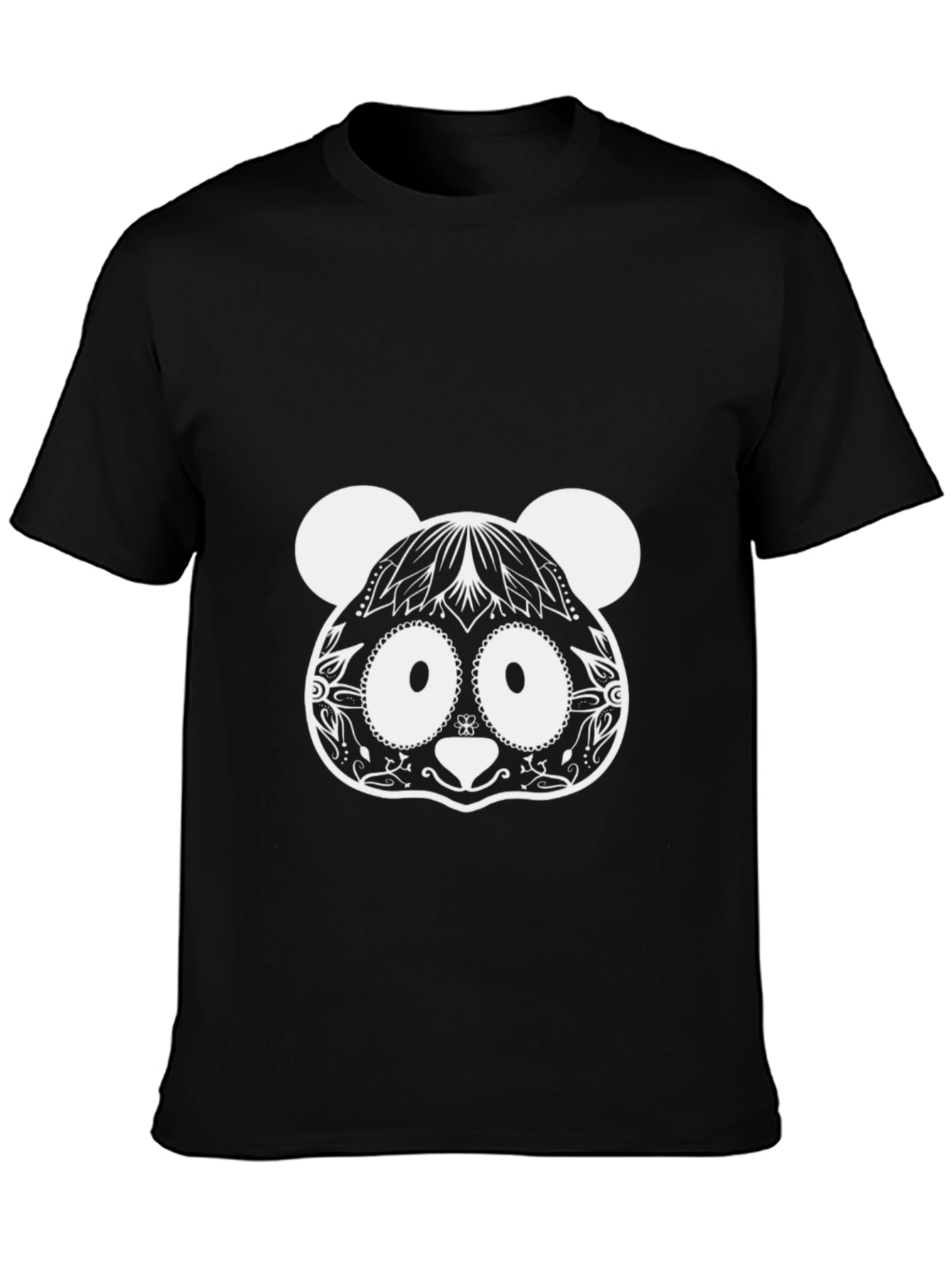 Black Cool Panda Graphic Tee - Black Cotton Blend view 3