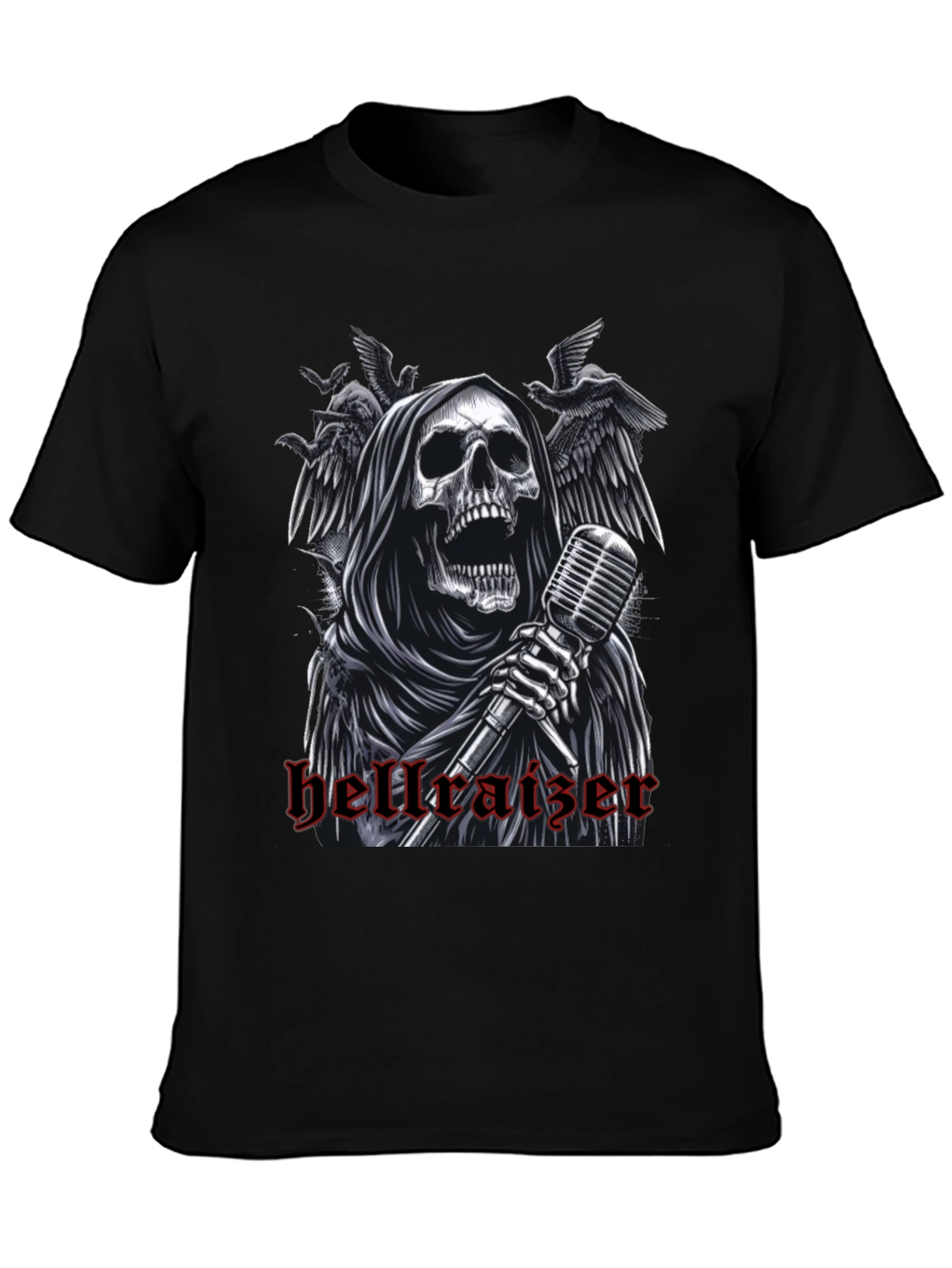 Black Hellraiser Grim Reaper Graphic Tee - Rock Concert Style view 3