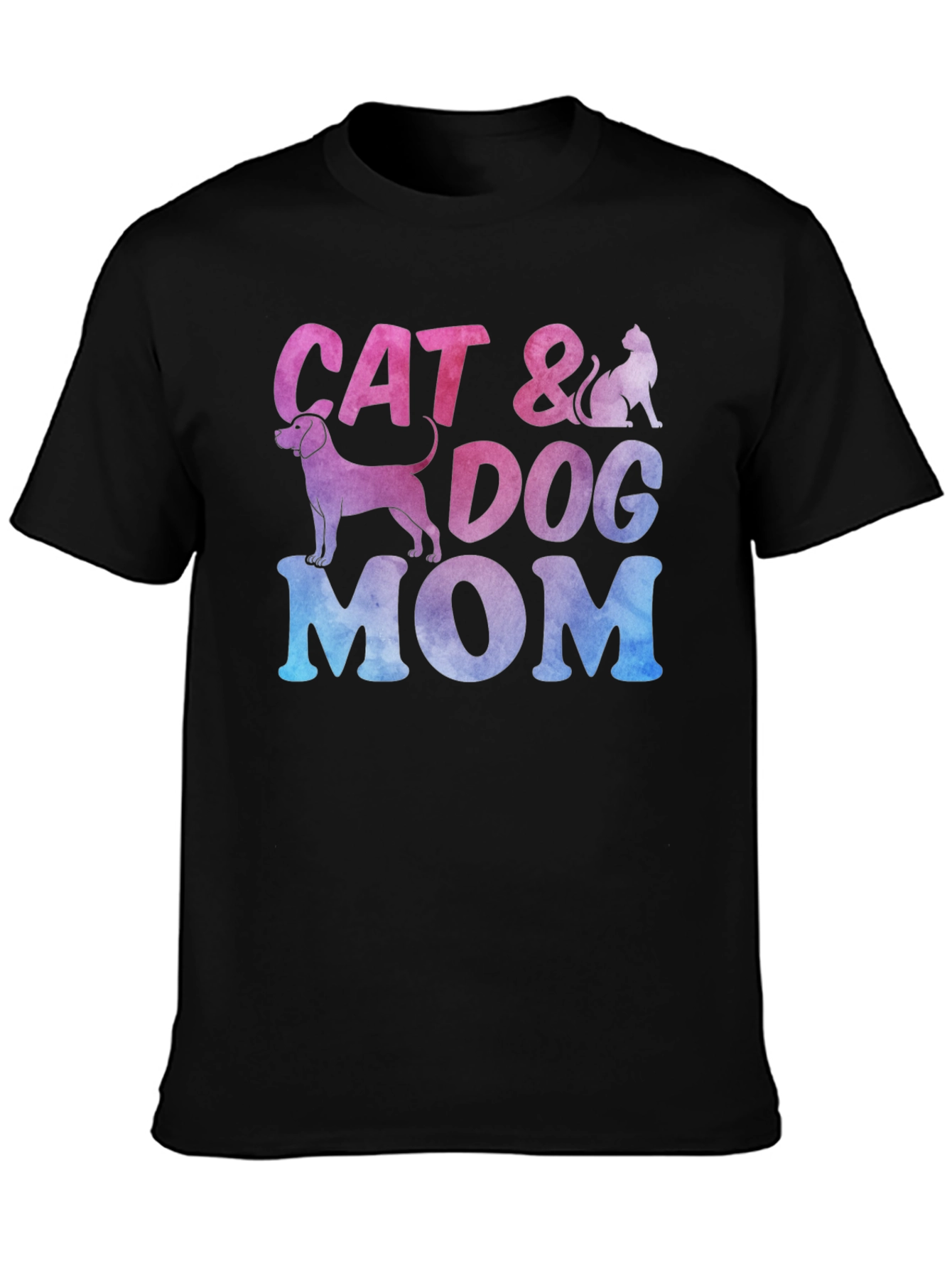 Black Cat & Dog Mom Graphic T-Shirt - Unisex Crew Neck view 3